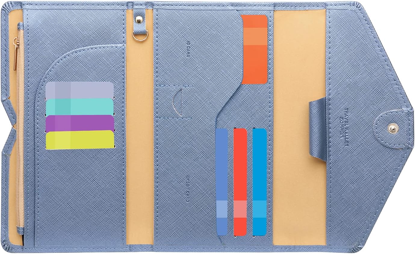 ZOPPEN Mulit-purpose Rfid Blocking Passport Holder Travel Wallet (Ver.4) Passport and Vaccine Card Holder ComboTri-fold Document Organizer Travel Essentials