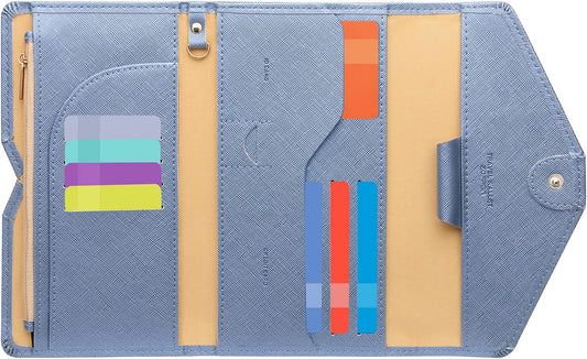 ZOPPEN Mulit-purpose Rfid Blocking Passport Holder Travel Wallet (Ver.4) Passport and Vaccine Card Holder ComboTri-fold Document Organizer Travel Essentials