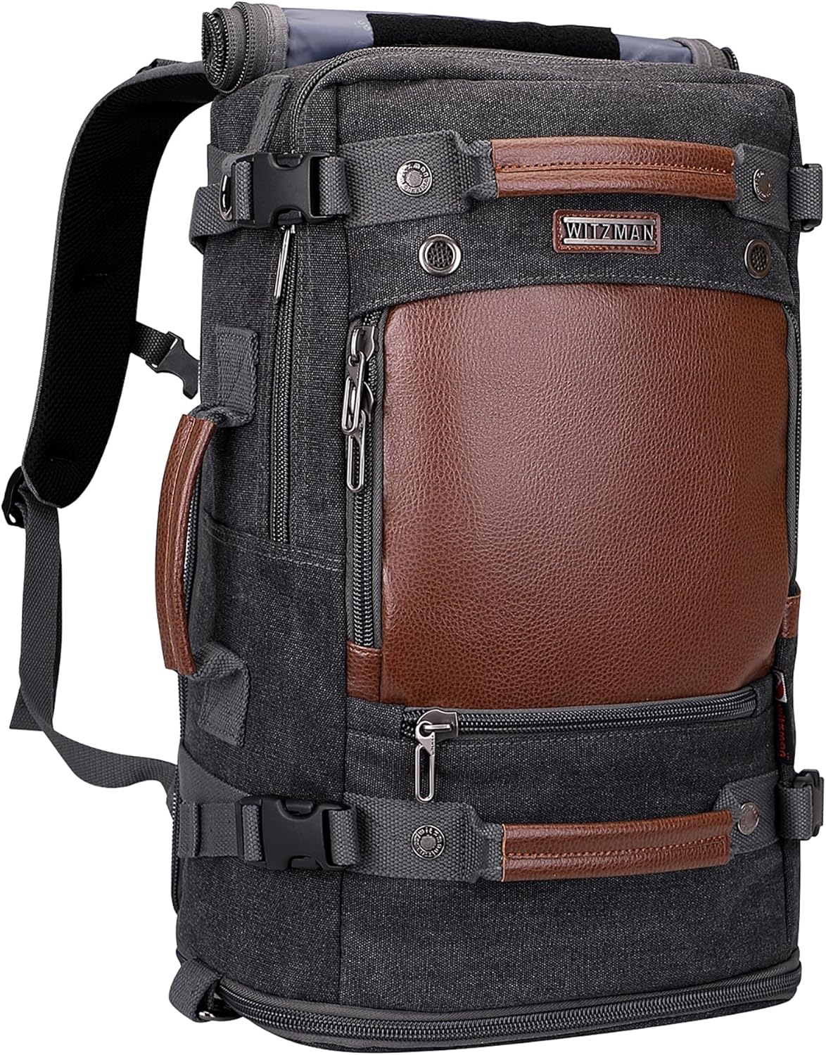 WITZMAN Travel Backpack for Men Women Carry on Luggage Backpack Canvas Rucksack Duffel bag with Shoe Compartment（A2020 black）