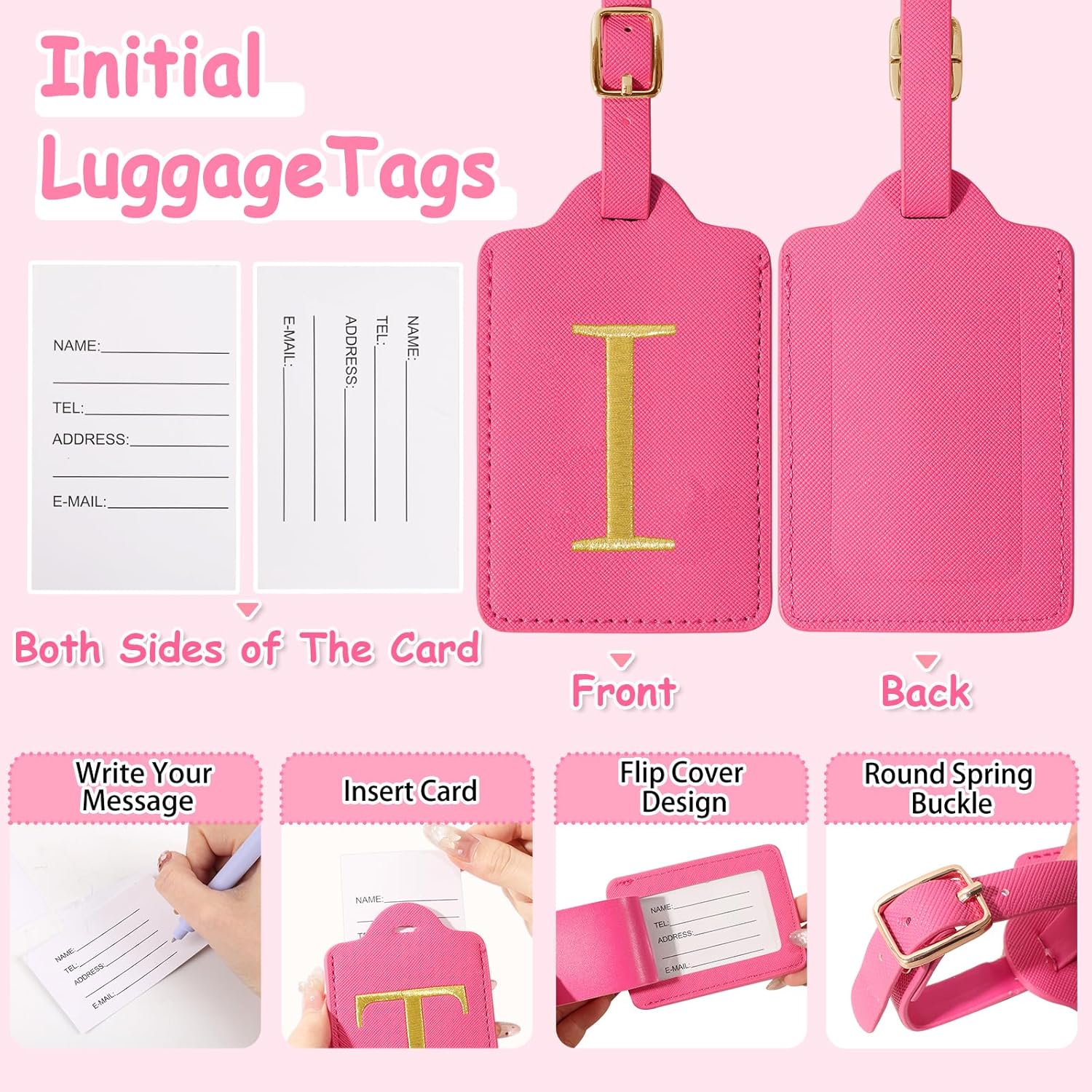 Initial Letter Luggage Tags for Suitcases, Embroidered Monogrammed Suitcase Luggage Identifier Name