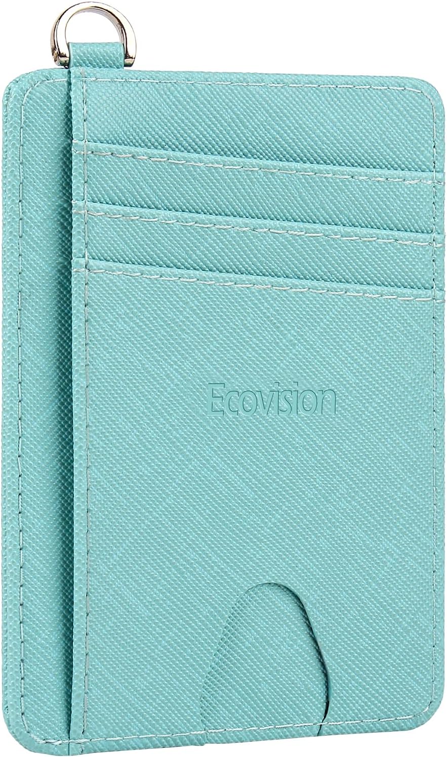 EcoVision Slim Minimalist Front Pocket Wallet, RFID Blocking Credit Card Holder Wallet with Detachable D-Shackle for Men Women