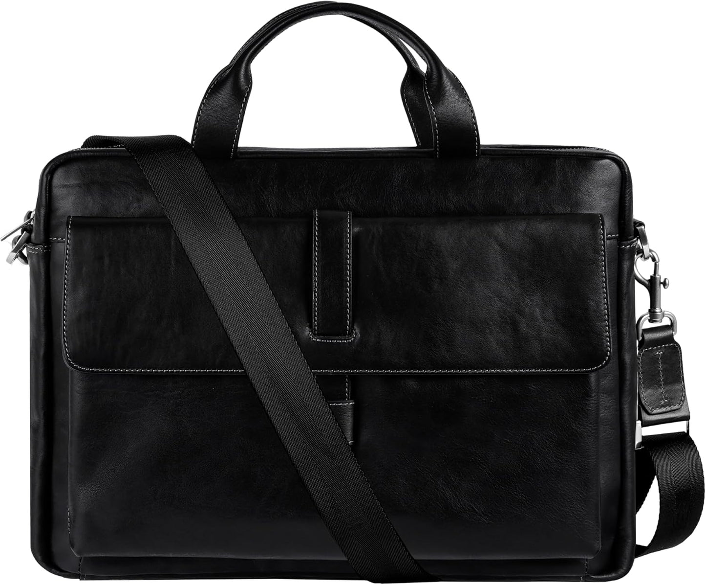 Time Resistance Leather Briefcase - Italian Handmade Leather Laptop Bag - Handbag for Men and Women