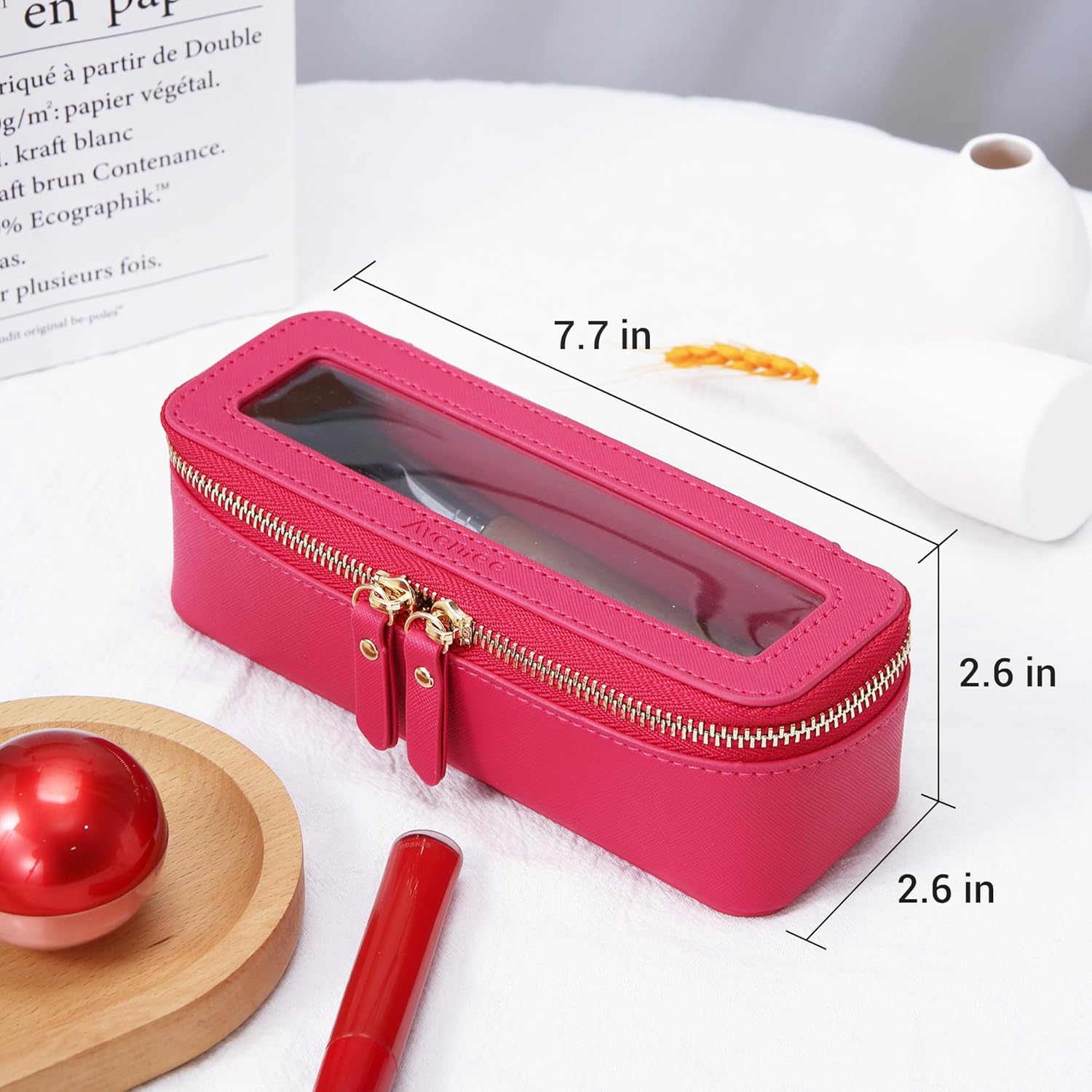 Aveniee Clear Makeup Brush Bag, Slim Brush Holder Cosmetic Case, Small Travel Toiletry Bag for
