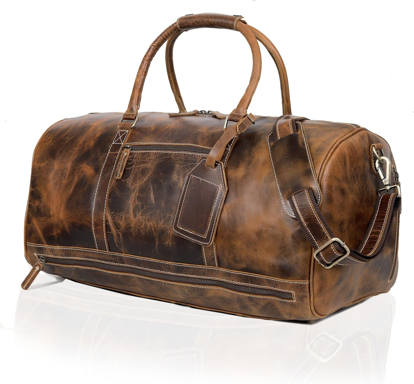 Vintage Leather Duffle Travel Duffel with Shoe Compartment Weekender Overnight Bag Carry on Duffel Bag for Men and Women Leather Sports Duffle Gym bag for Men