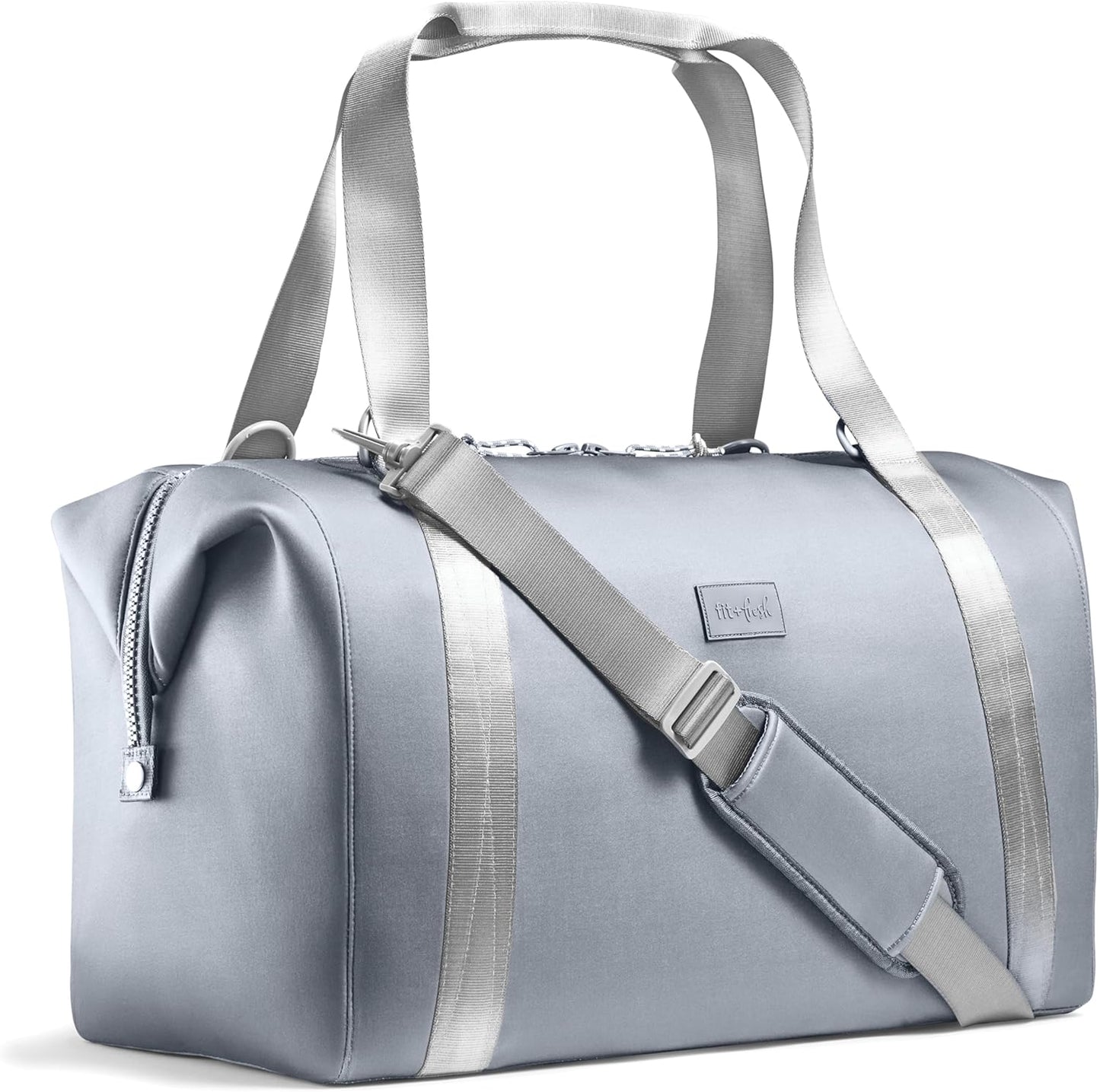 Fit & Fresh Premium Neoprene Weekender Bag With Trolley Sleeve - Large Overnight, Carry-on, Duffel, Gym, and Hospital Bag for Labor & Delivery
