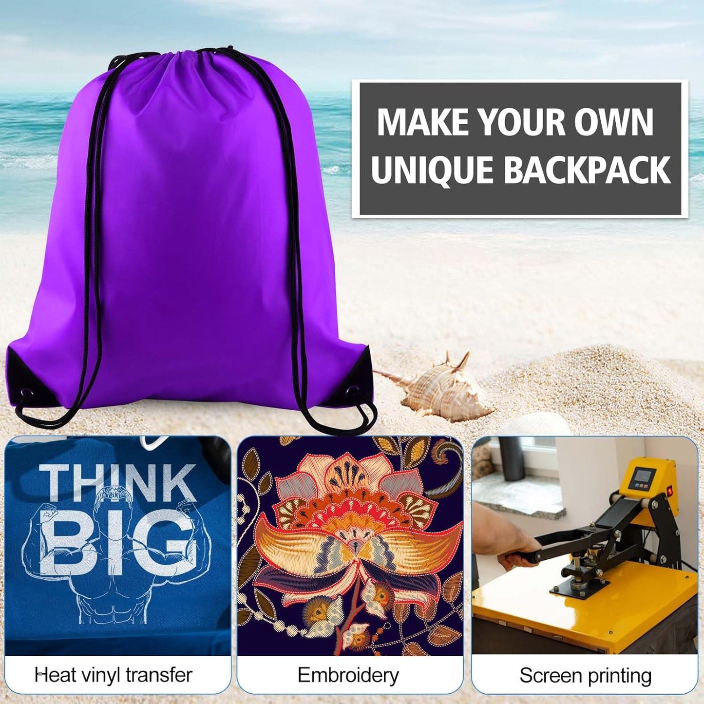 PLULON 2Pcs Drawstring Bags Bulk Purple Drawstring Backpack String Backpack Cinch Sack Sport Gym Backpack Bags for Yoga Traveling Outdoor Sports