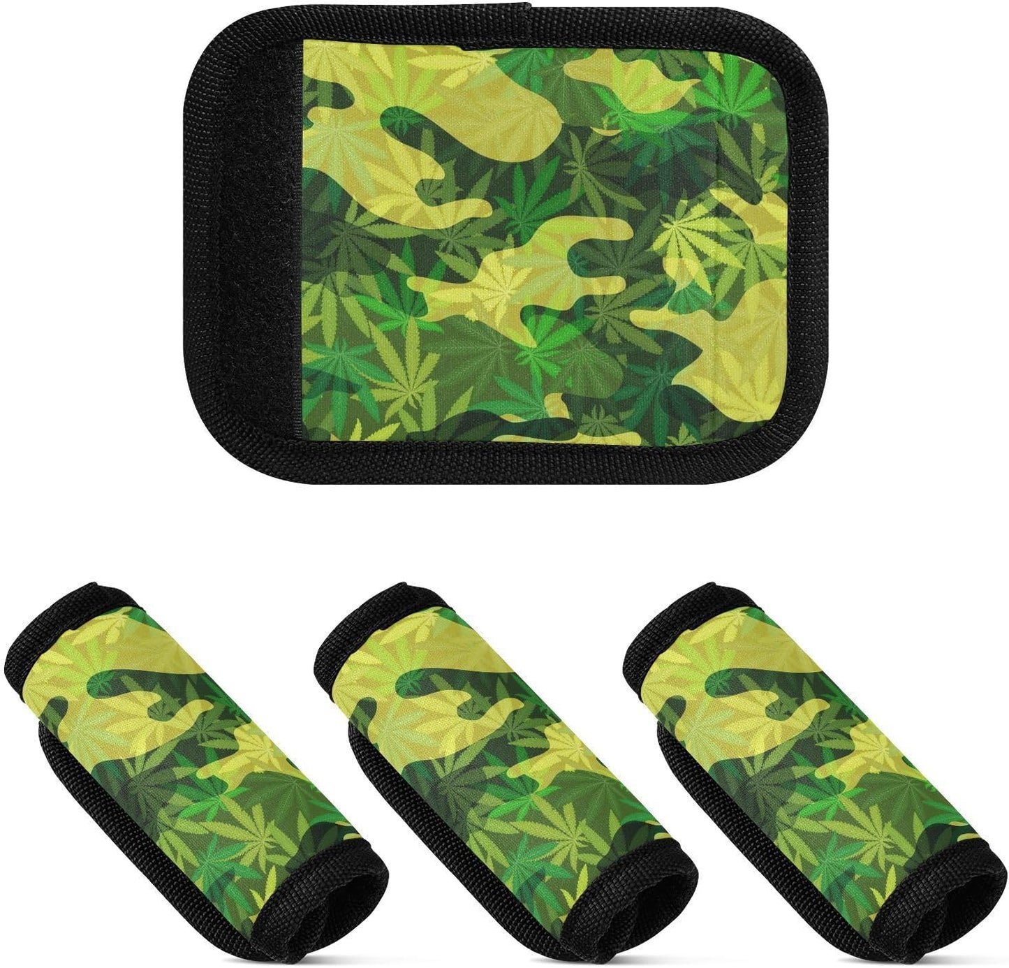 Camouflage Texture Green Tropical 2 Pack Luggage Handle Wraps Covers for Suitcase Identifiers Bag Tags Travel Accessories
