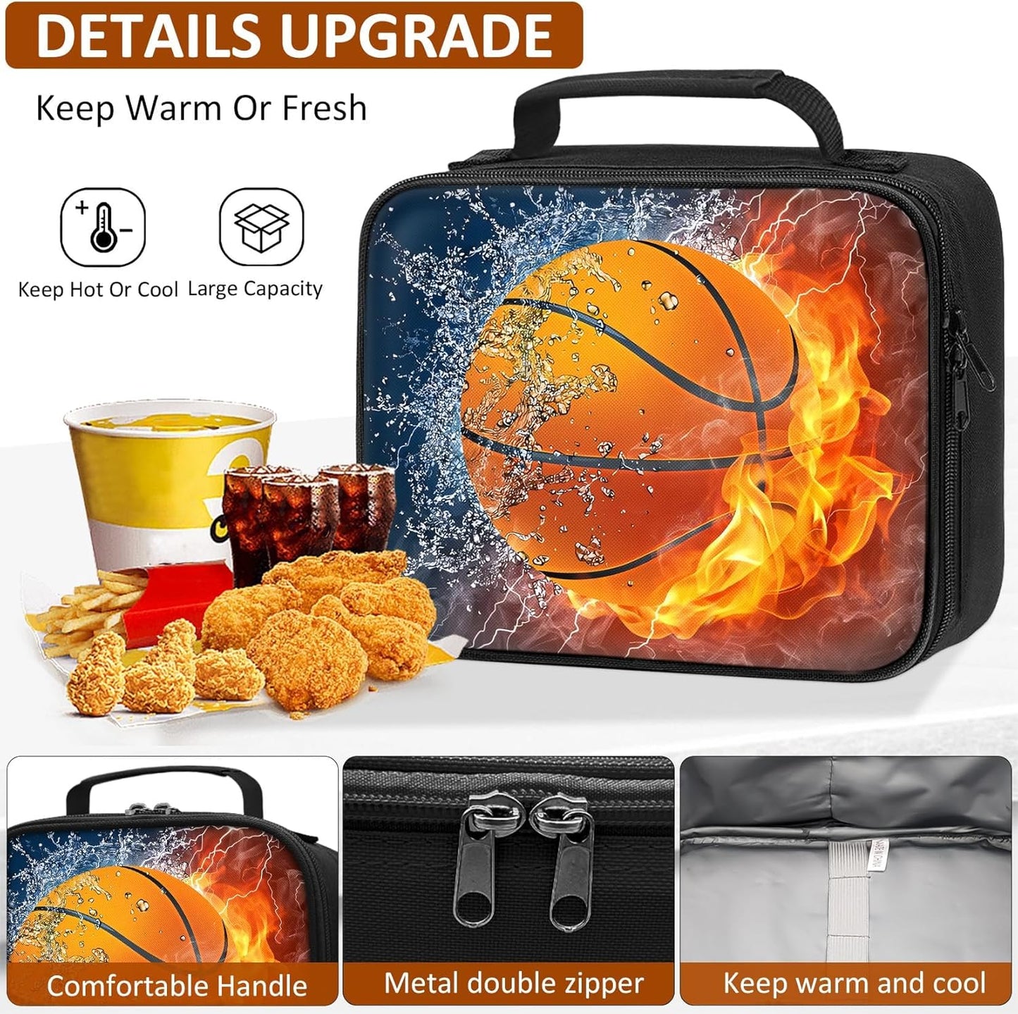 School Backpack for Boys - 4pcs American Football Boys Backpack with Lunch Box Set for Kids