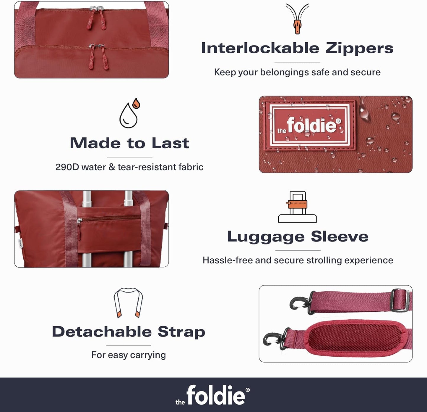 The Foldie Foldable Travel Bag for Women - 40L Weekender Bag with Multiple Pockets - Carry On Expendable Travel Bag