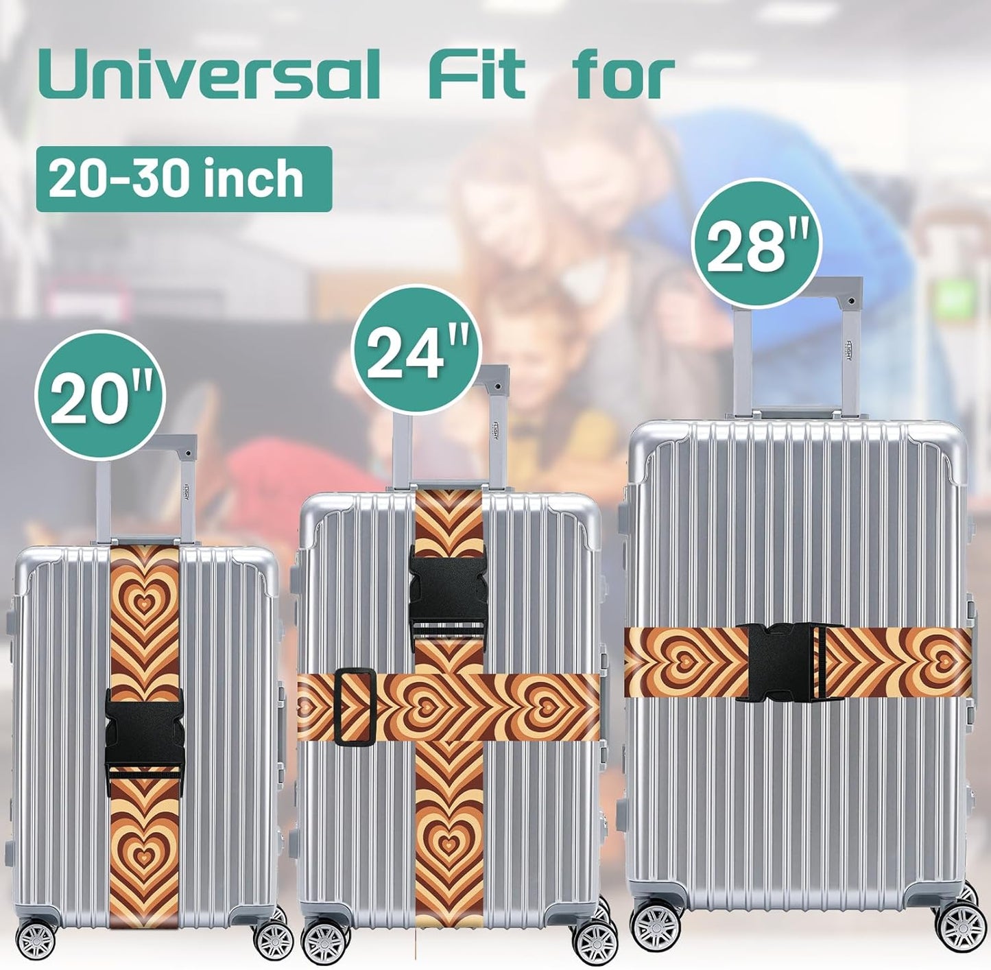 Slohif Luggage Straps for Suitcases Travel Belt Accessories Luggage Connector Identifiers 2 Pack Over Handle with Buckle Unique Nylon Adjustable Strap for Sleeping Bag Car Seat Brown