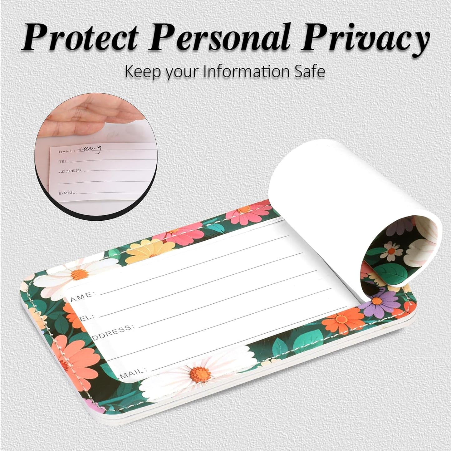 Luggage Tags for Suitcases, 2 Pack Cute PU Leather Luggage Tag TSA Approved with Stainless Steel Loop and Address Card Baggage Tag for Travel&Hotel Stays&Cruise Ships&Shipping and Mailing