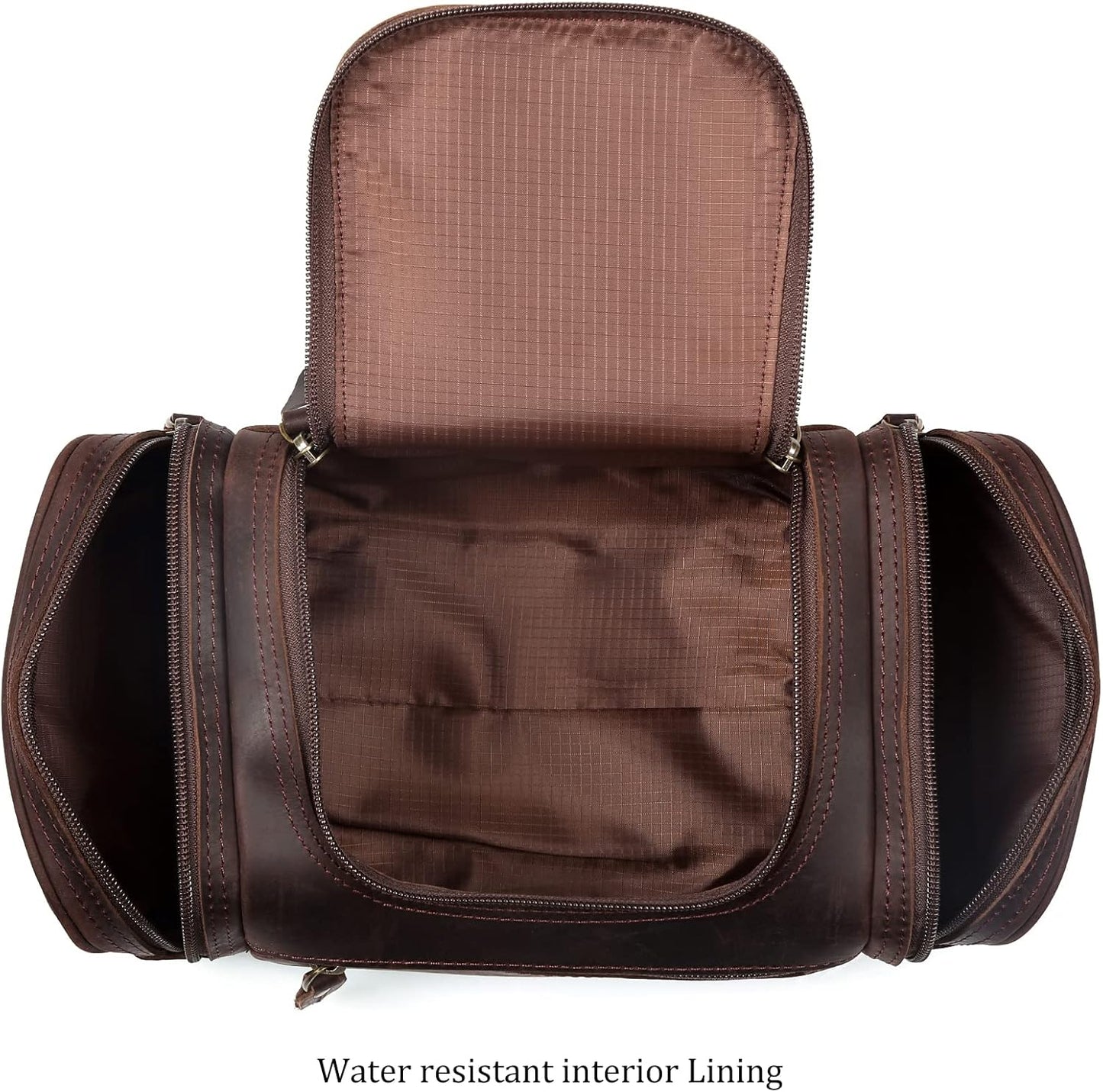 Polare Toiletry Bag Full Grain Leather Shaving Kit Dopp Kit Travel Case Wash Bag with YKK Zippers