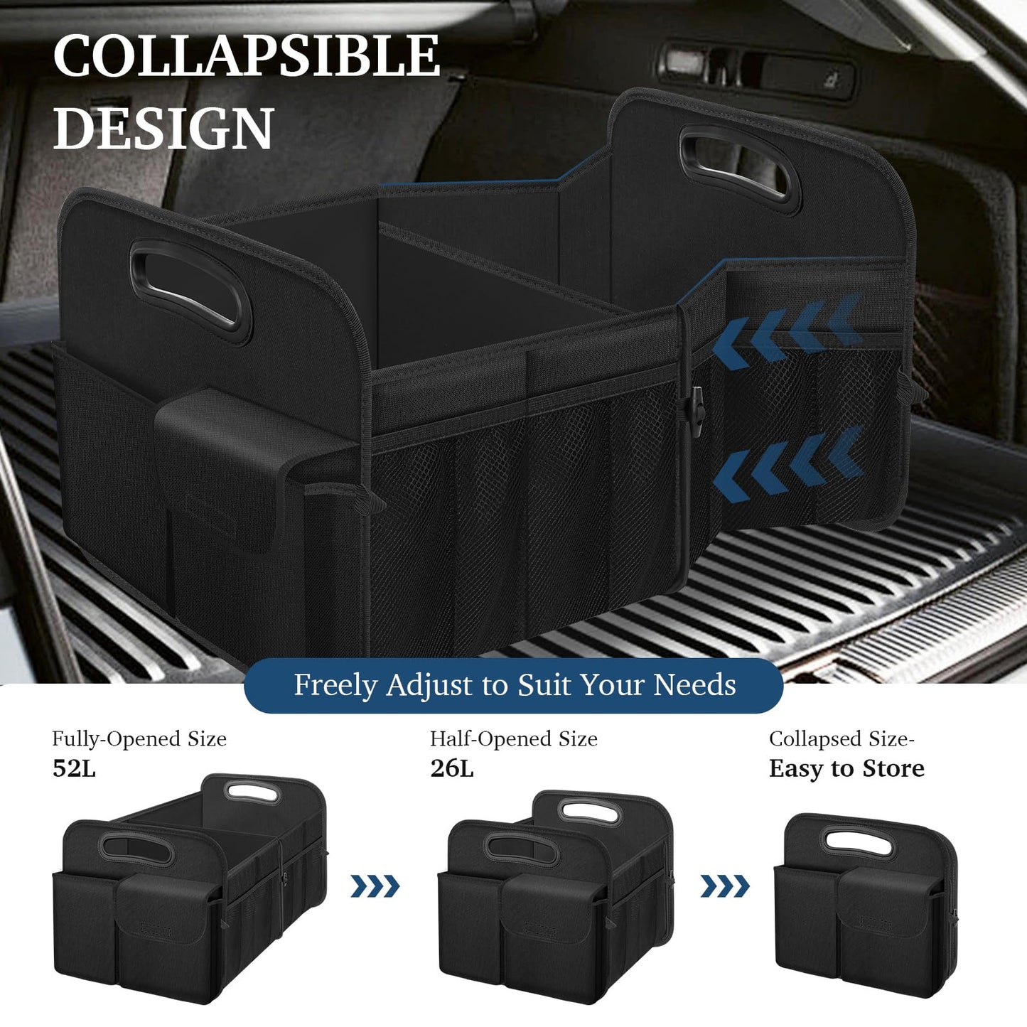 Femuar Car Trunk Organizer with Large Capacity Waterproof Car Accessories for Women & Men