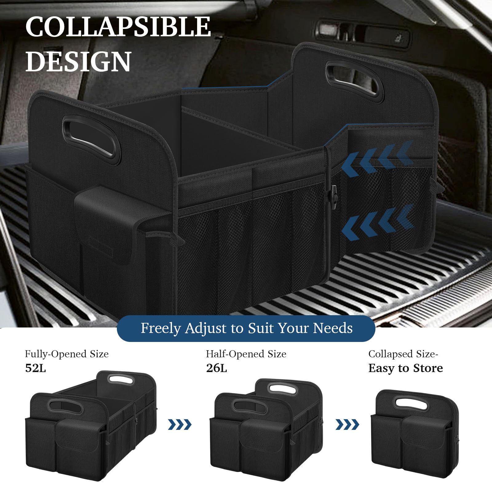 Femuar Car Trunk Organizer with Large Capacity Waterproof Car Accessories for Women & Men