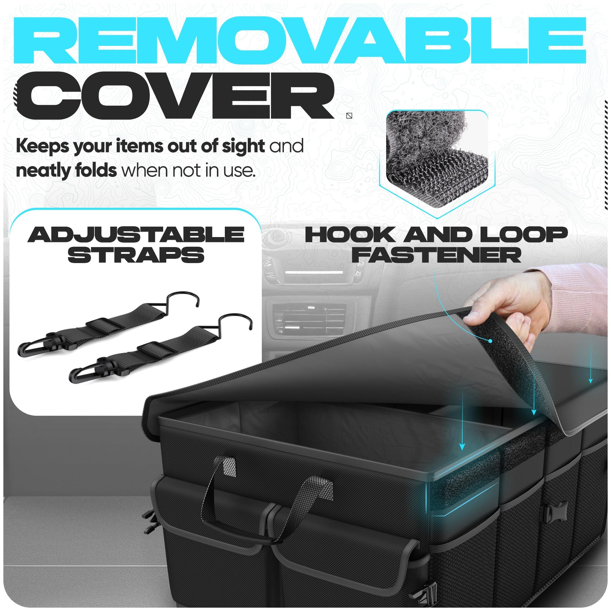 FORTEM Trunk Organizer - Foldable Car Organizer & Storage for SUVs & Trucks