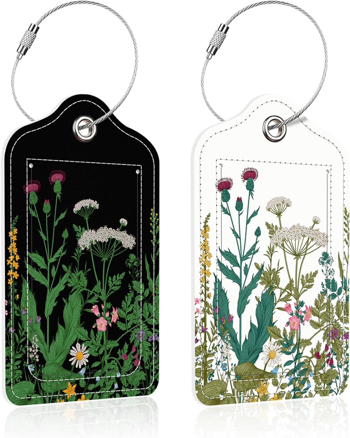 2 Pack Hydrangeas Luggage Tag for Suitcase,Wild Flowers PU Leather Suitcase Tags Identifiers with Privacy Name Address Labels and Steel Loop for Women Men Travel