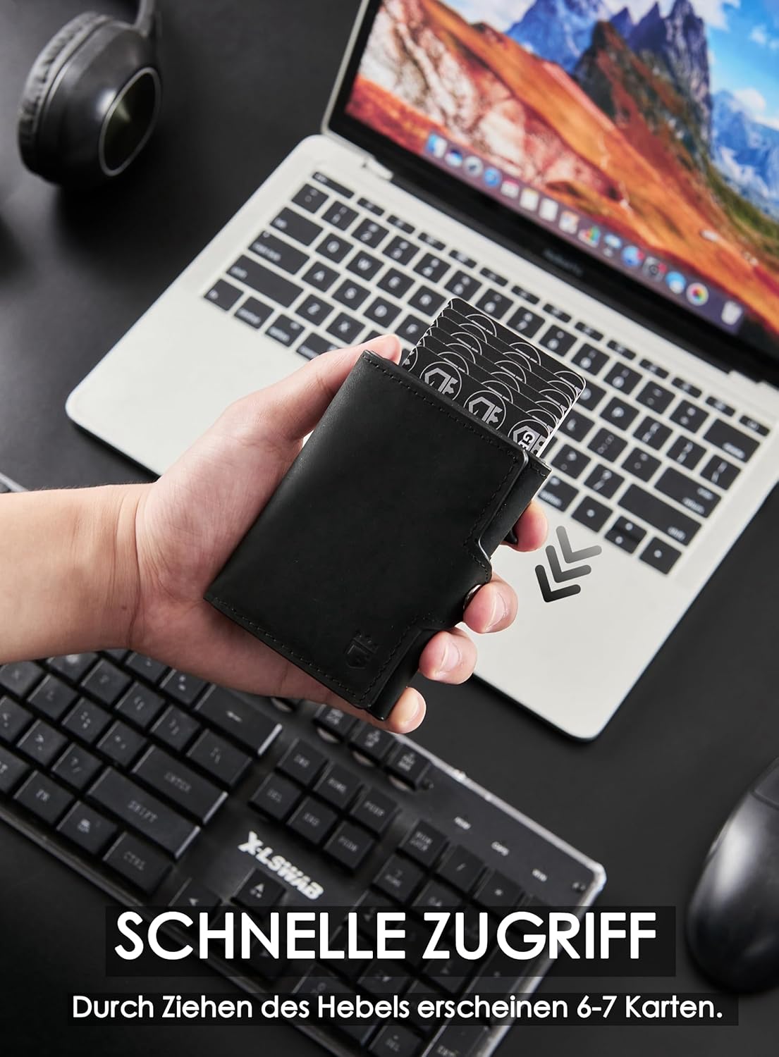 Large Capacity Wallet - Black, Nylon, Leather, Aluminum, Pop-Up, Spacious, ID Window, Photo Slot, Scratch Resistant, Lightweight, Secret Compartment, Card Holder