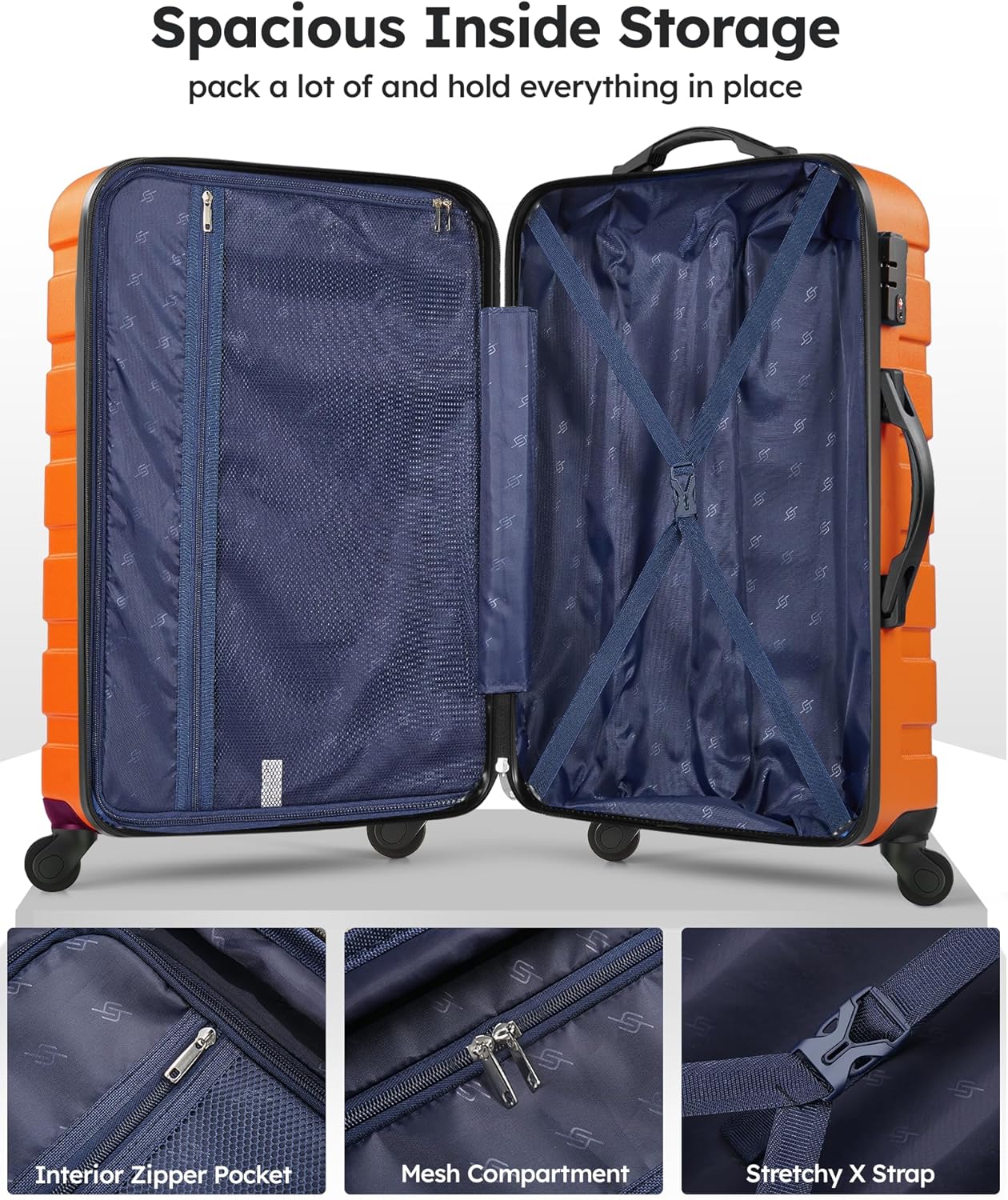 Suitour Luggage Sets 4 piece with Spinner Wheels,Hard Shell Luggage set for Women,16" 20" 24" 28 inches Suitcase Set for Travel Business