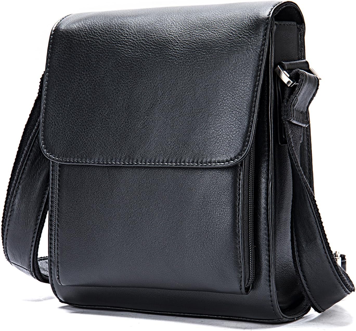 Genuine Leather Messenger Bags Mens Shoulder Crossbody purse Work Business Vintage lager Capacity