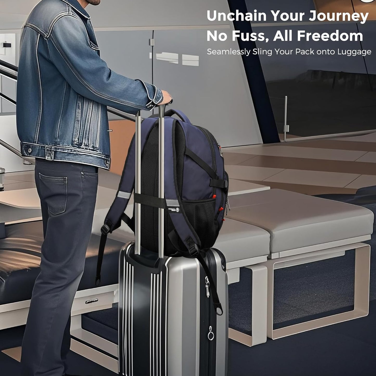 Swissdigital Design Travel Backpack for Men with Apple Find My, Laptop Backpack with USB Charging