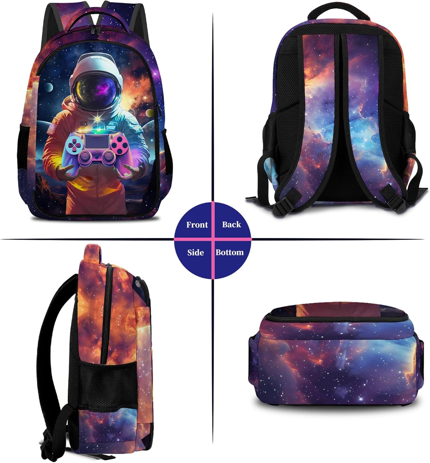 Game Backpack Set for Boys, Gaming Backpack 3 Pack, Boys Lunch Box, and Pencil Bag for Kids, 17"