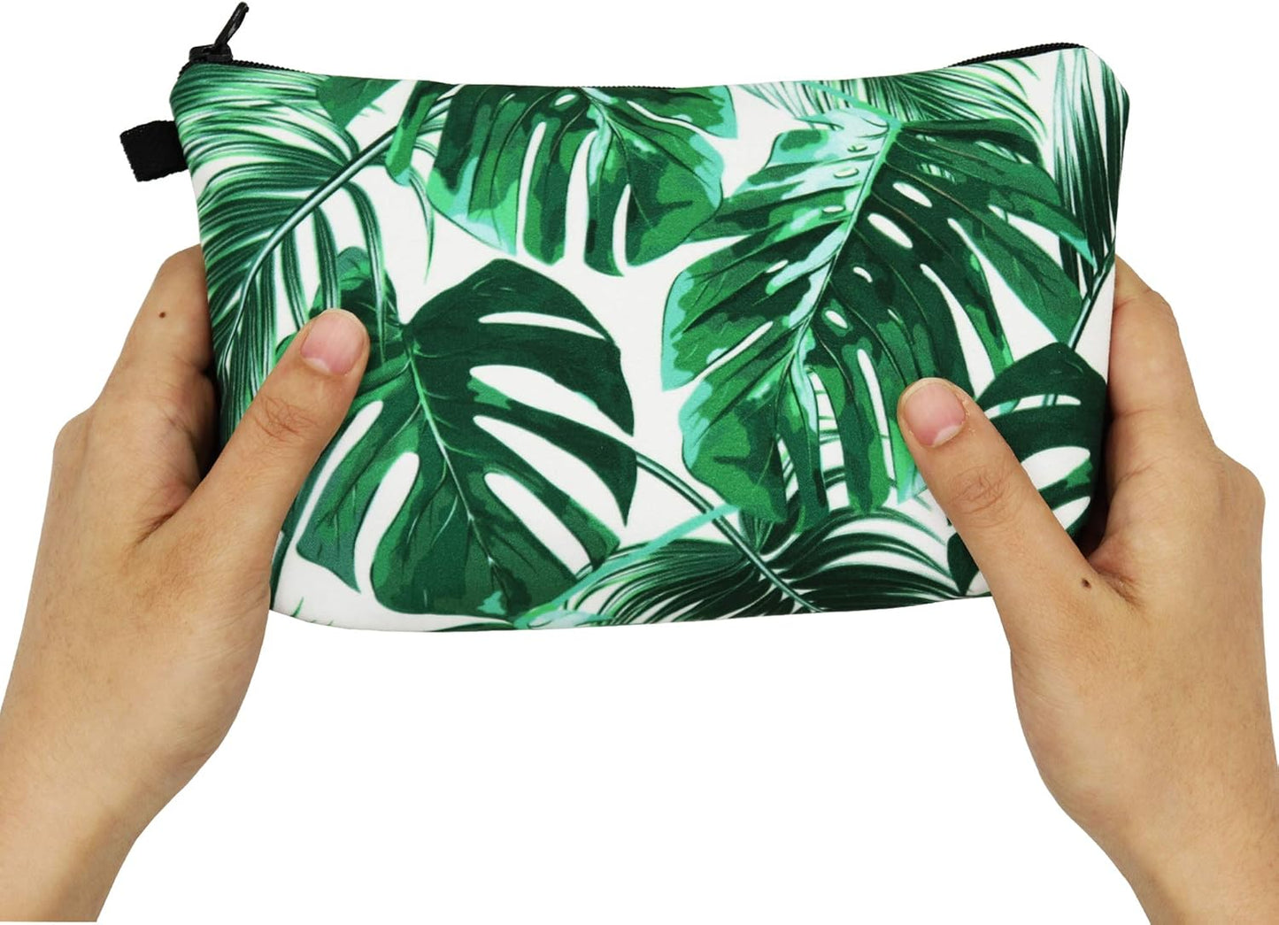 Cute Travel Makeup Bag Cosmetic Bag Small Pouch Gift for Women (Leaves)