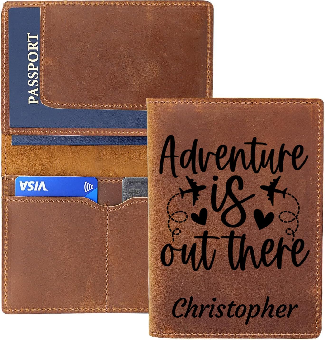 Personalized Passport Holder, Handmade Travel Wallet, Passport Cover with Card and Ticket Slot, Genuine Leather, Passport Case, Wallet for Passports