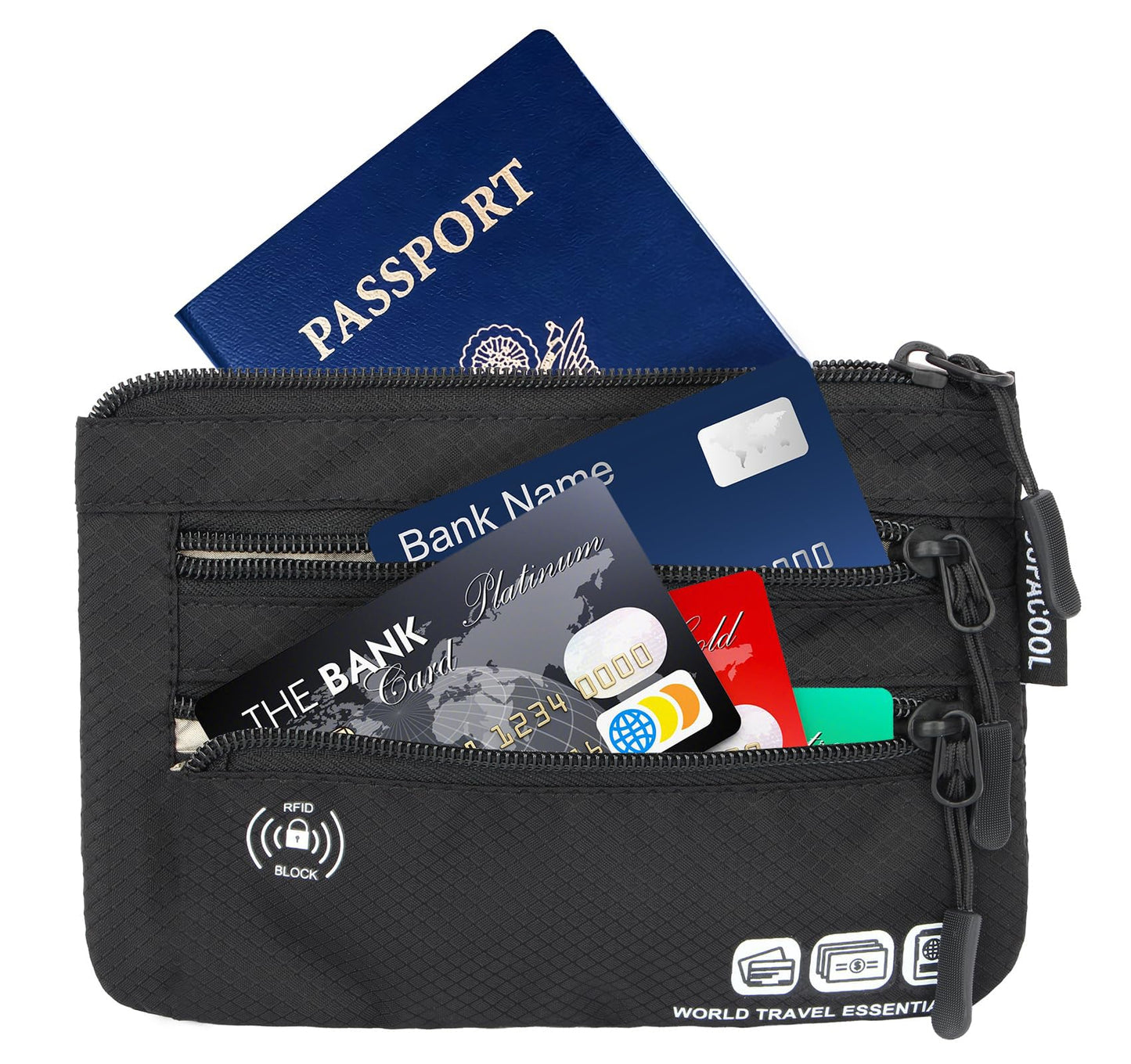 SUPACOOL Passport Holder Bag, Travel Wallet for Men Women Family, Passport Pouch, Card Holder