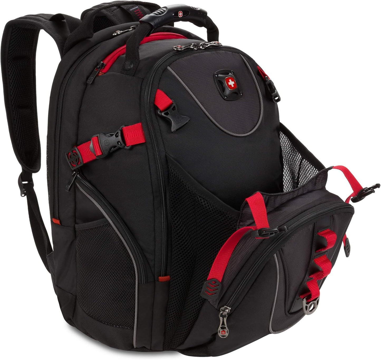 Wenger Maxxum Laptop Backpack, Fits 16 Inch Laptop, Men's and Women's, Black/Red