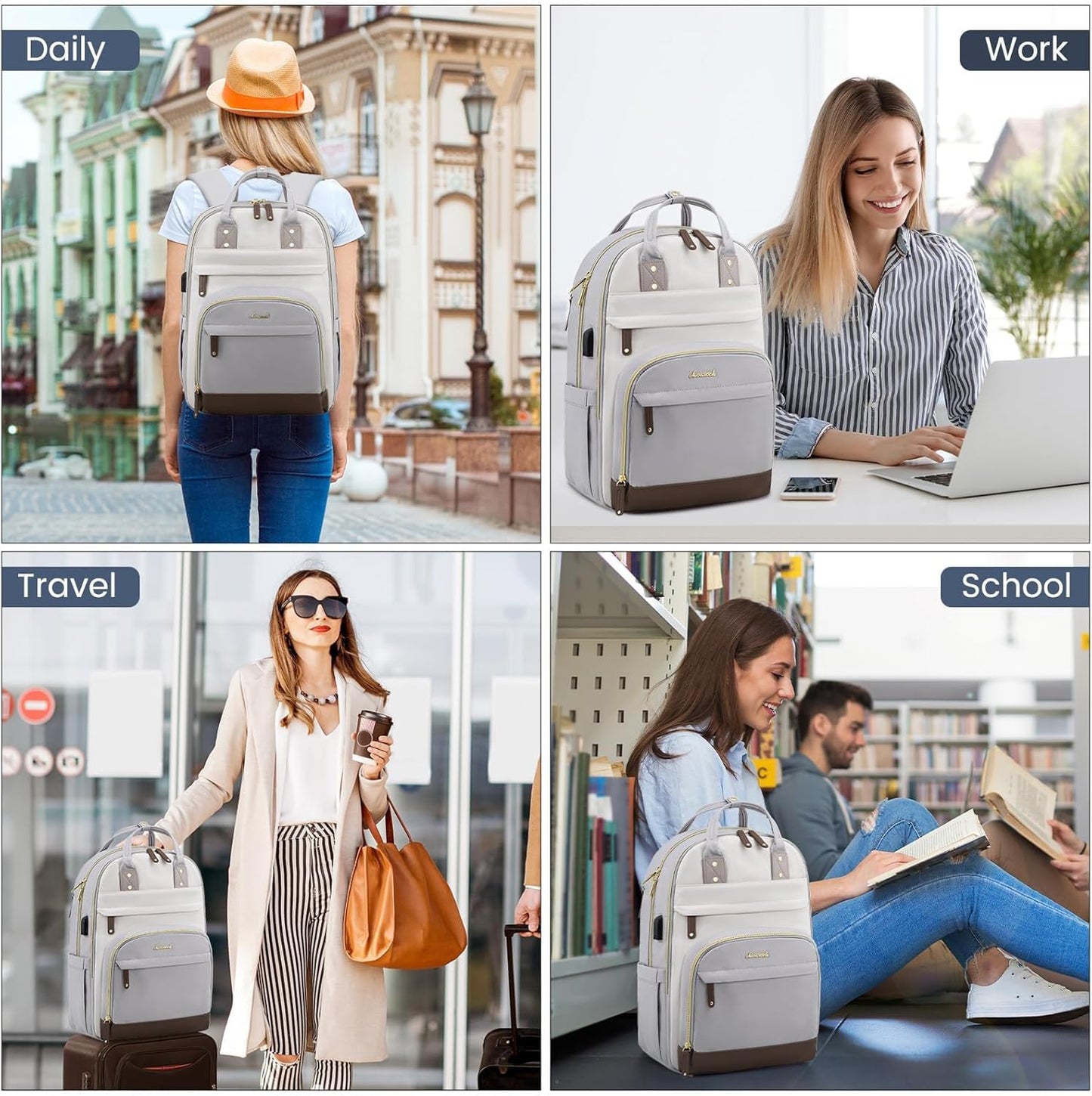 LOVEVOOK Backpack for Women,Laptop Backpack Women,Fits 15.6 Inch Laptop Bag,Fashion Travel Work