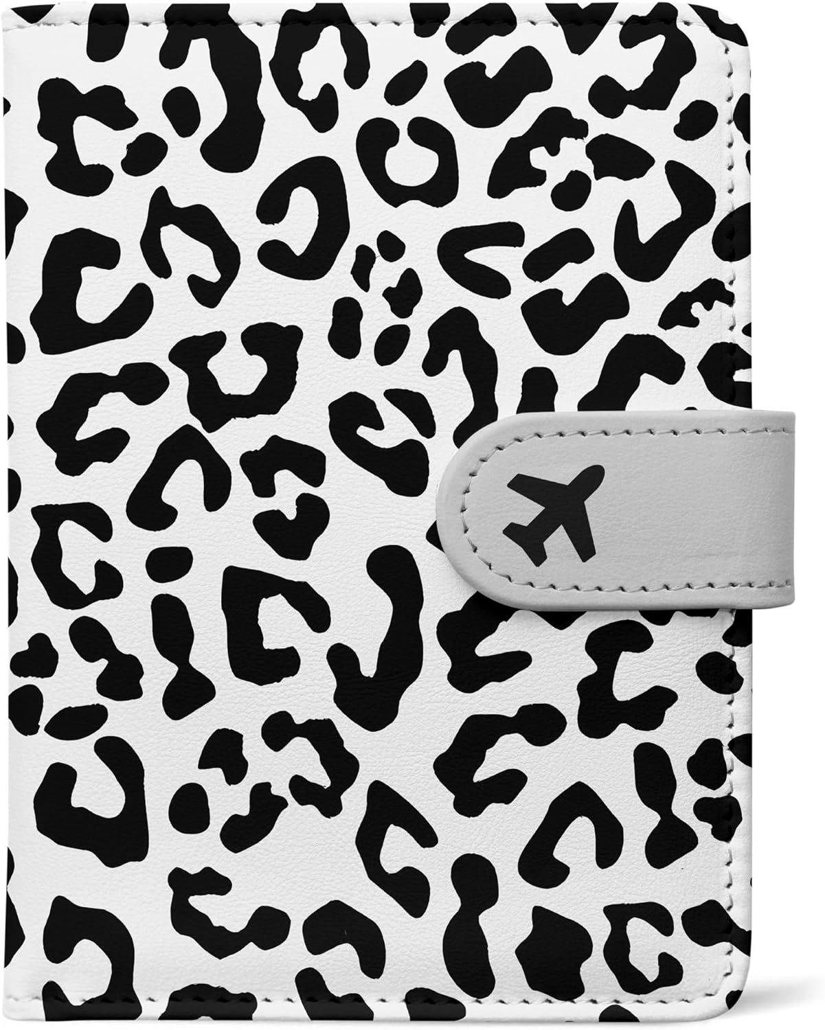 Passport Holder, Travel Wallet Cover with Pen Loop | Cute RFID Blocking Leather Case with Magnetic Closure for Travel Essentials-Leopard