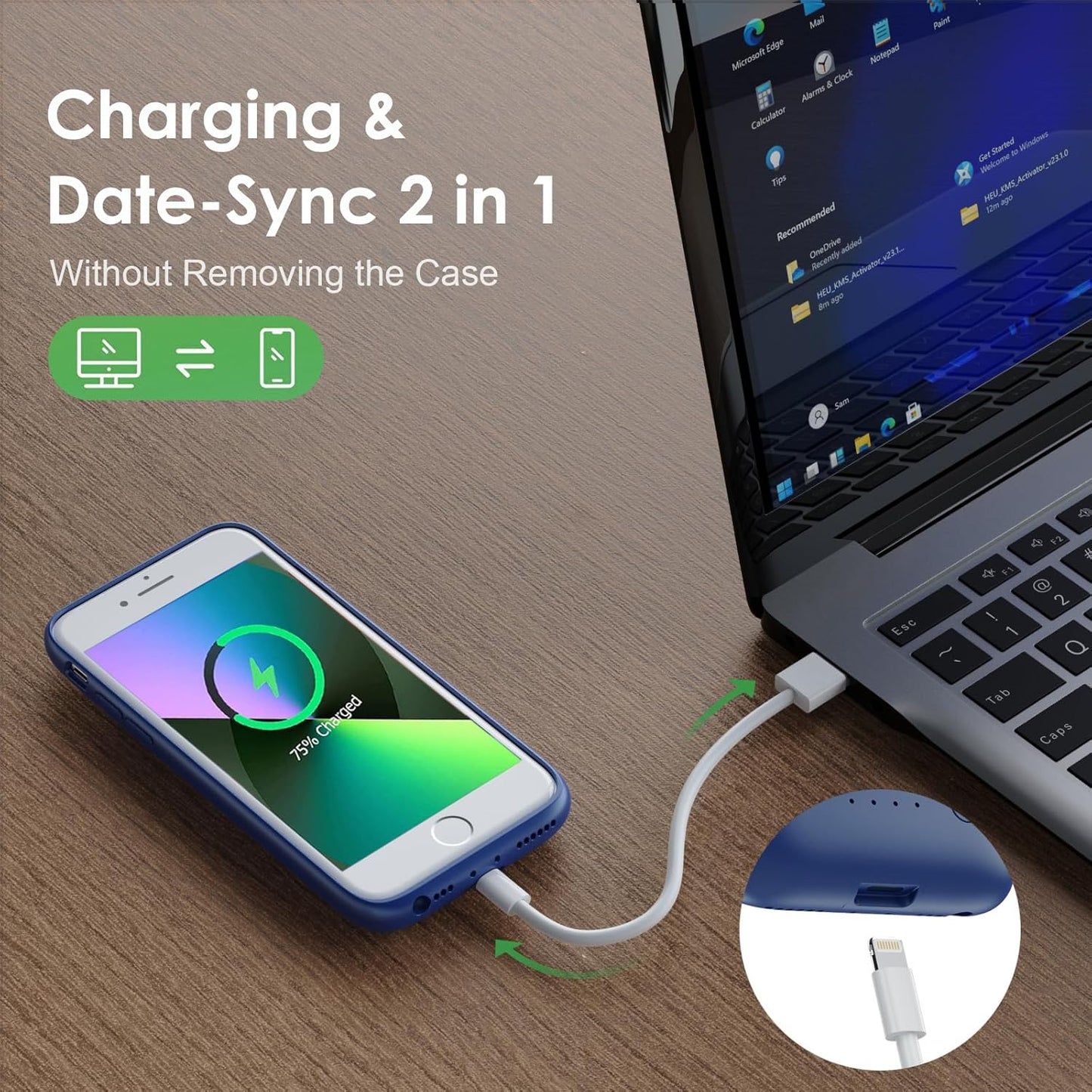 Battery Case for iPhone 6/6s/7/8/SE(2022/2020)(6.1 Inch), [2024 Upgraded] Ultra-Slim 7000mAh Portable Extended Charging Case Cover for iPhone 8, iPhone 7, iPhone 6/6s, iPhone SE Charger Case (Blue)