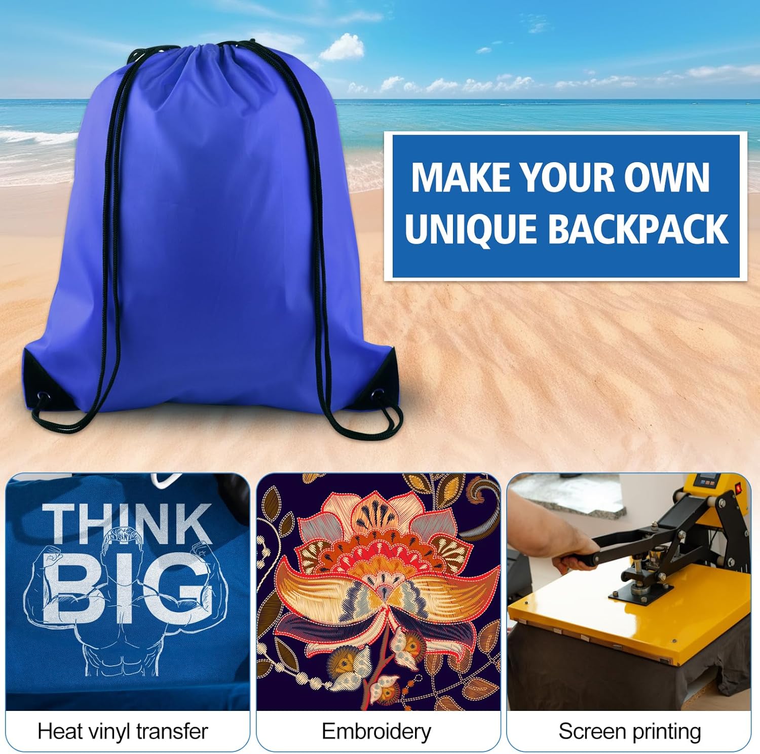 KUUQA 80Pcs Blue Drawstring Backpack Bag Sack Drawstring Bags Bulk String Bags Storage Bags for