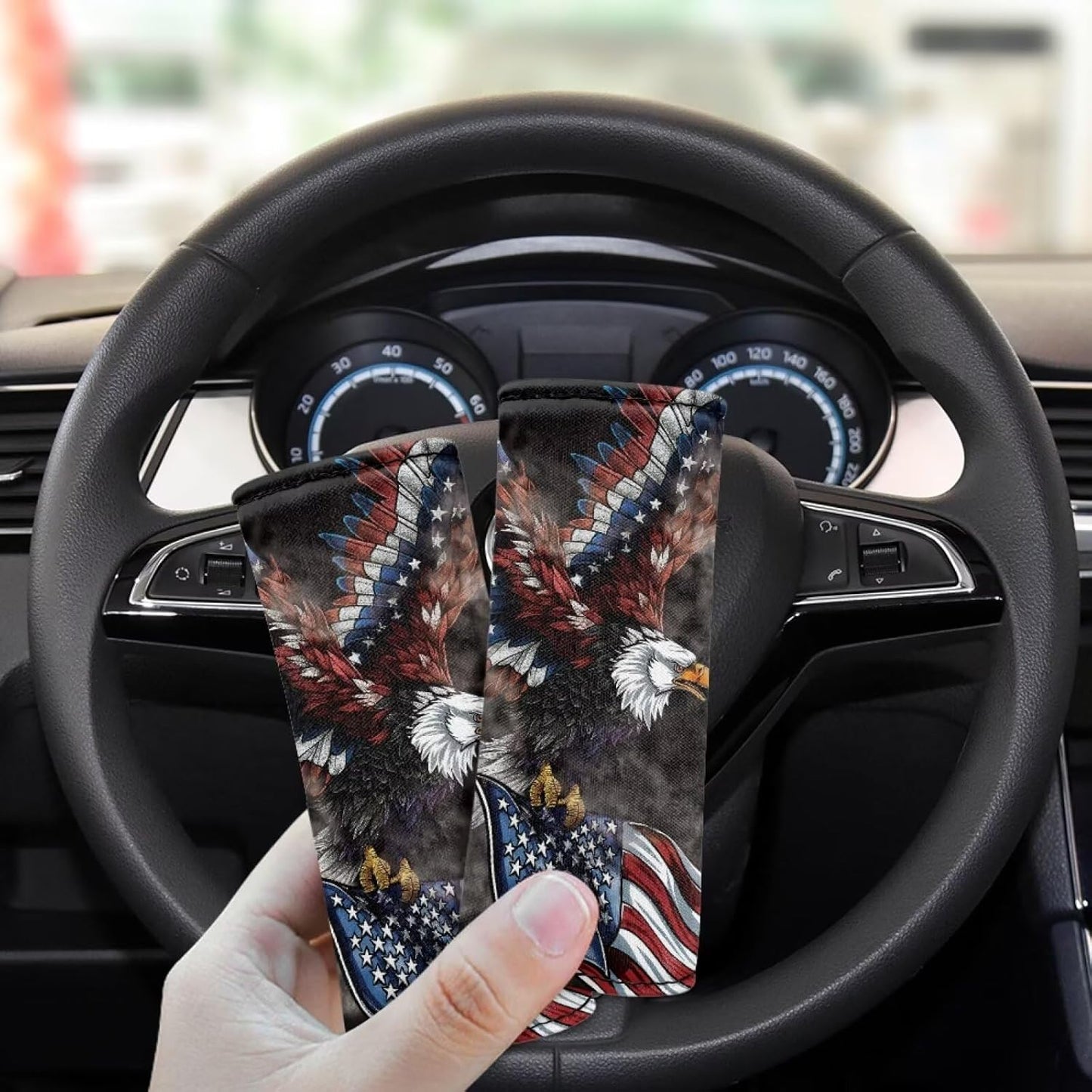 4th of July Flag Luggage Handle Wrap Grip for Suitcase,2 Pack Eagle Luggage Grip Wraps Suitcase Identifiers Comfortable Trolley Case Grip Cover