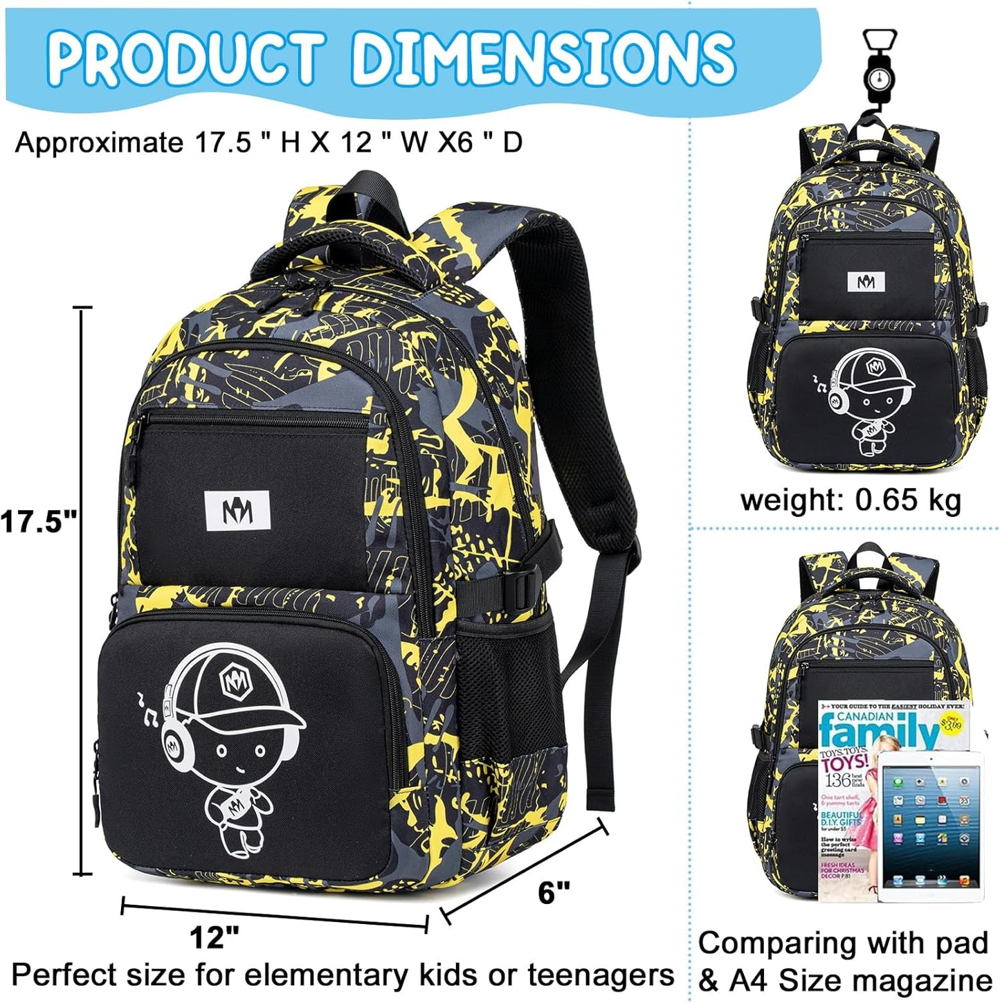 Bluboon Kids Backpack Boys Camo Bookbag Teens Elementary School Bag Daypack Travel Back Pack Middle school