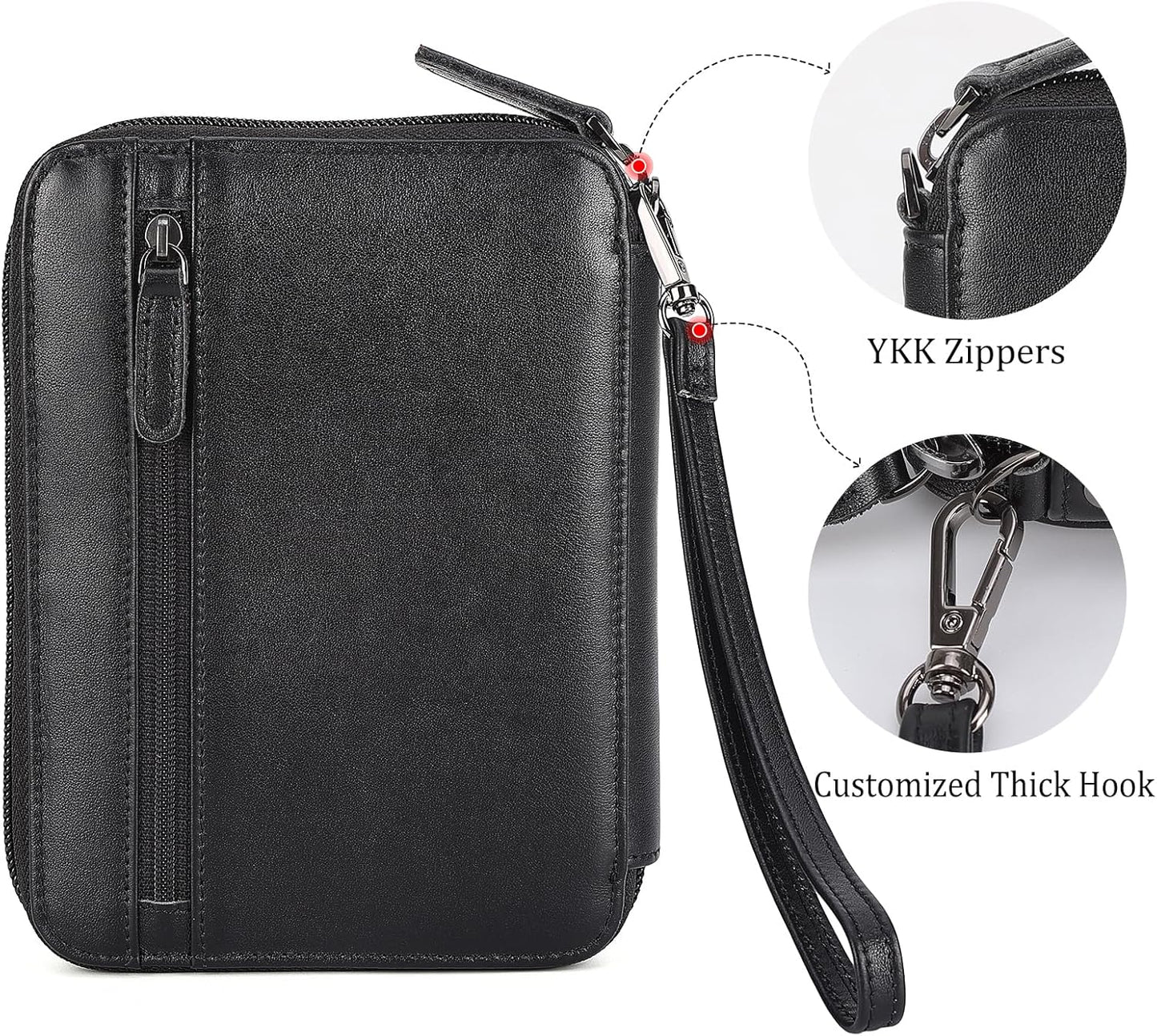 Polare Napa Leather Family Passport Wallet for 4 Passports, RFID Blocking Bifold Passport Cover Travel Document Organizer Holder (Black)