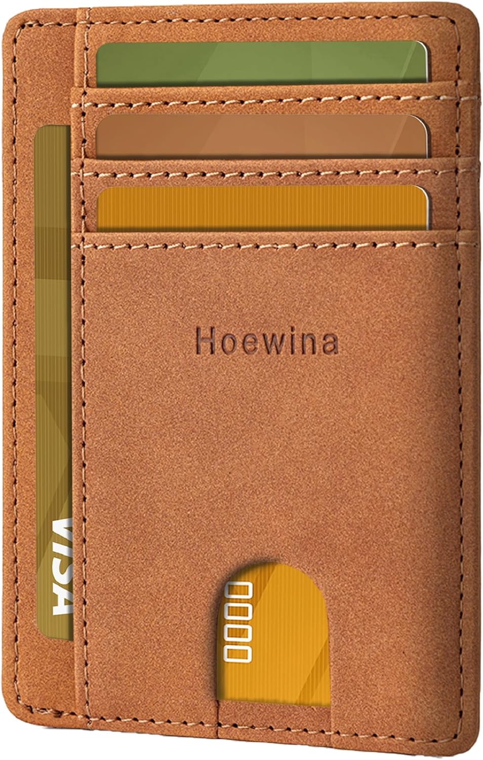 Hoewina Slim Wallet for Men, Credit Card Holder Wallet, Minimalist Design - RFID Blocking Front Pocket Leather Thin Wallet for Men and Women(Mist Coffee)