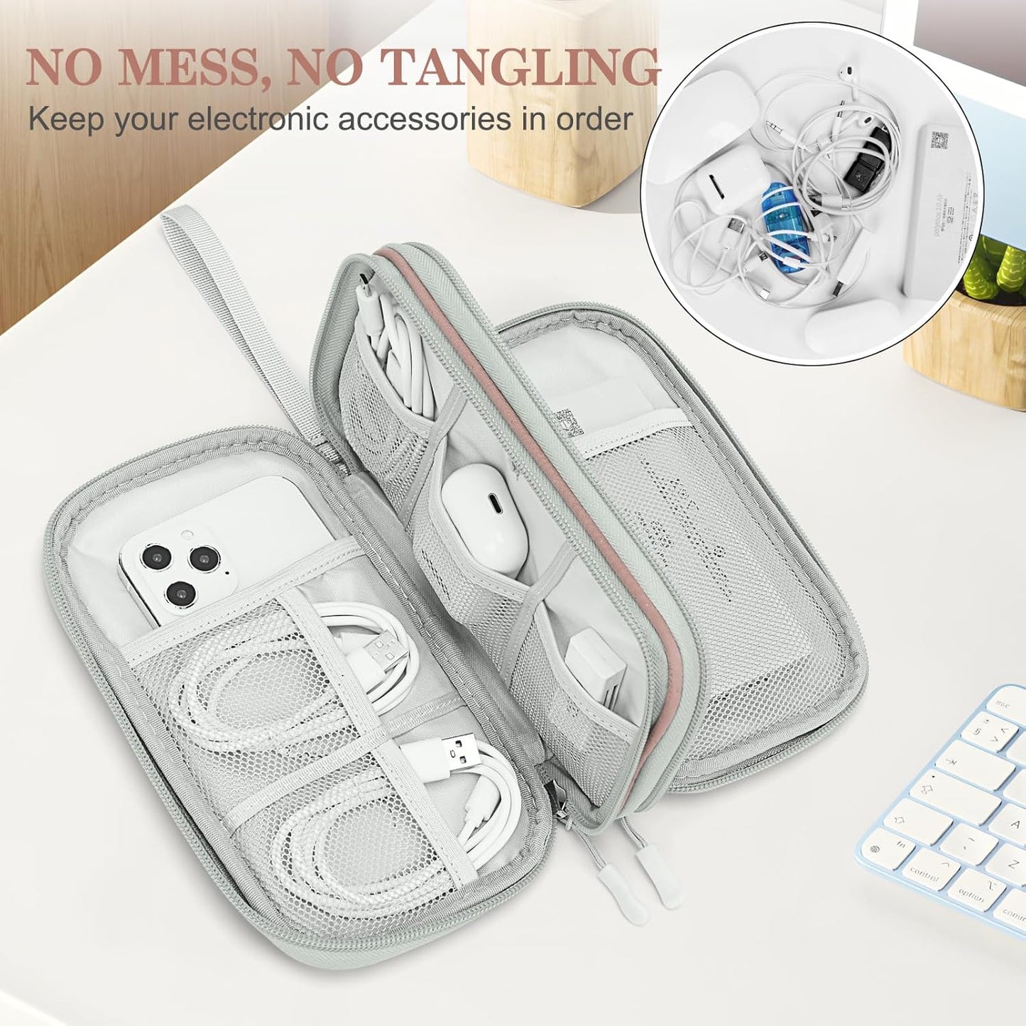 FYY Travel Cable Organizer Bag Pouch Electronic Accessories Carry Case Portable Waterproof Double