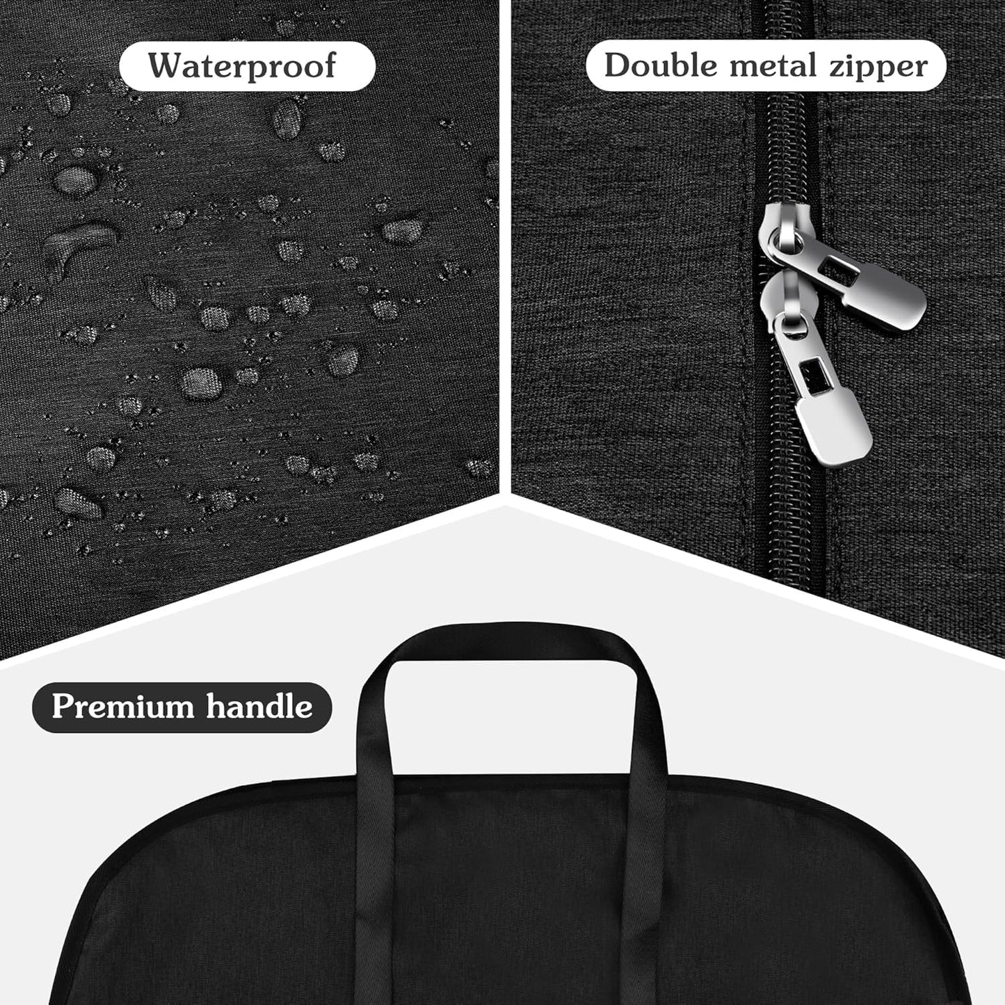 60 Inch 2 Packs Heavy Duty Tear Resistance Wedding Dress Bag for Wedding Travel, Waterproof Dress Cover for Closet Wardrobe. Garment Bag for Gowns, Tuxedos, Dress, Long Coats. Darkgrey