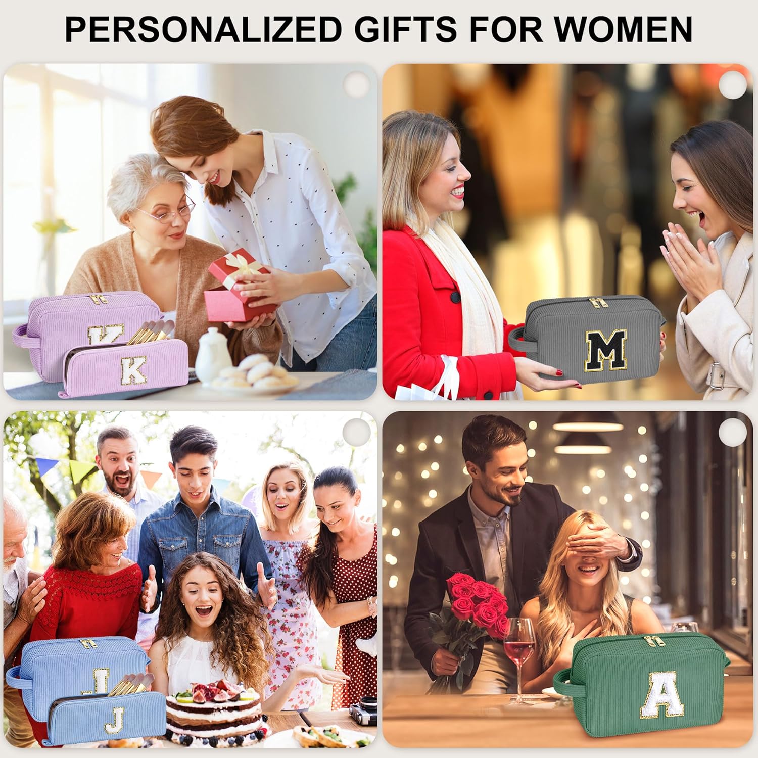 YOOLIFE Initial Travel Makeup Bag Cosmetic Bag - Teen Girl Gifts Trendy Stuff Friend Birthday Gifts
