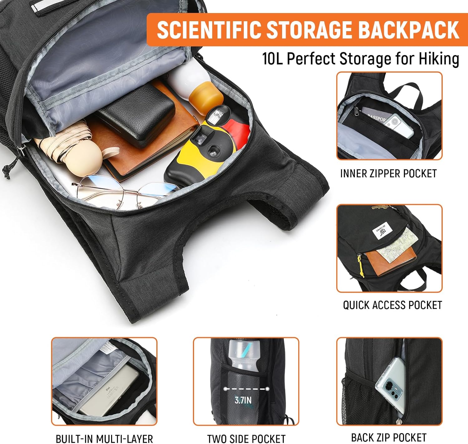 SKYSPER 10L Hiking Backpack, Foldable & Packable Lightweight Daypack for Travel, Collapsible Small