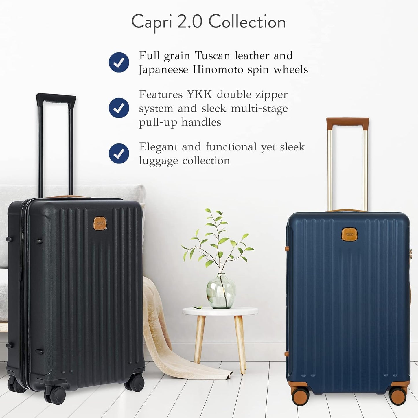 Bric's Capri 2.0 27"-Inch Spinner - Expandable Luxury Check-In Luggage With Spinner Wheels - Lightweight Check-In Suitcases with Wheels Made From Durable Polycarbonate - Matte Blue