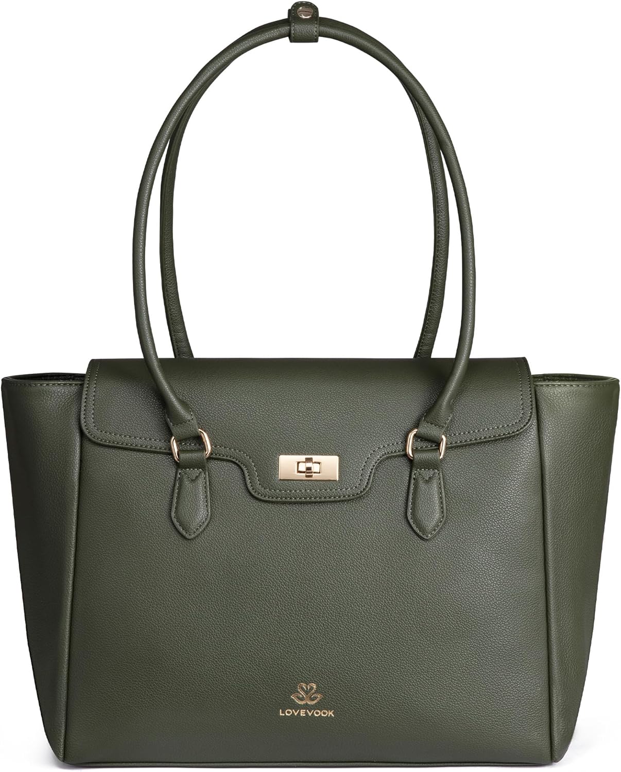 LOVEVOOK Laptop Bag for Women Soft Leather Work Bag, Office Shoulder Tote Purse with Flap Briefcase for Teacher Nurse