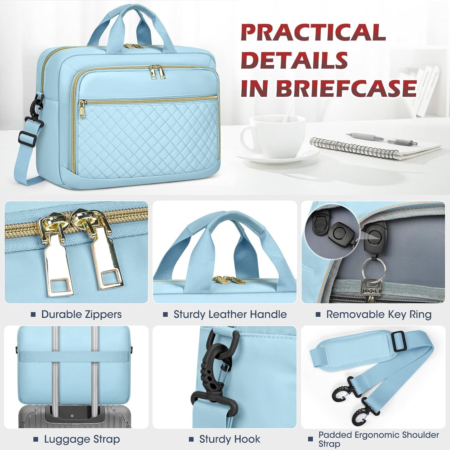 NEWHEY Laptop Bag 17.3 Inch Laptop Briefcase for Women Men Waterproof Shoulder Messenger Bag Large