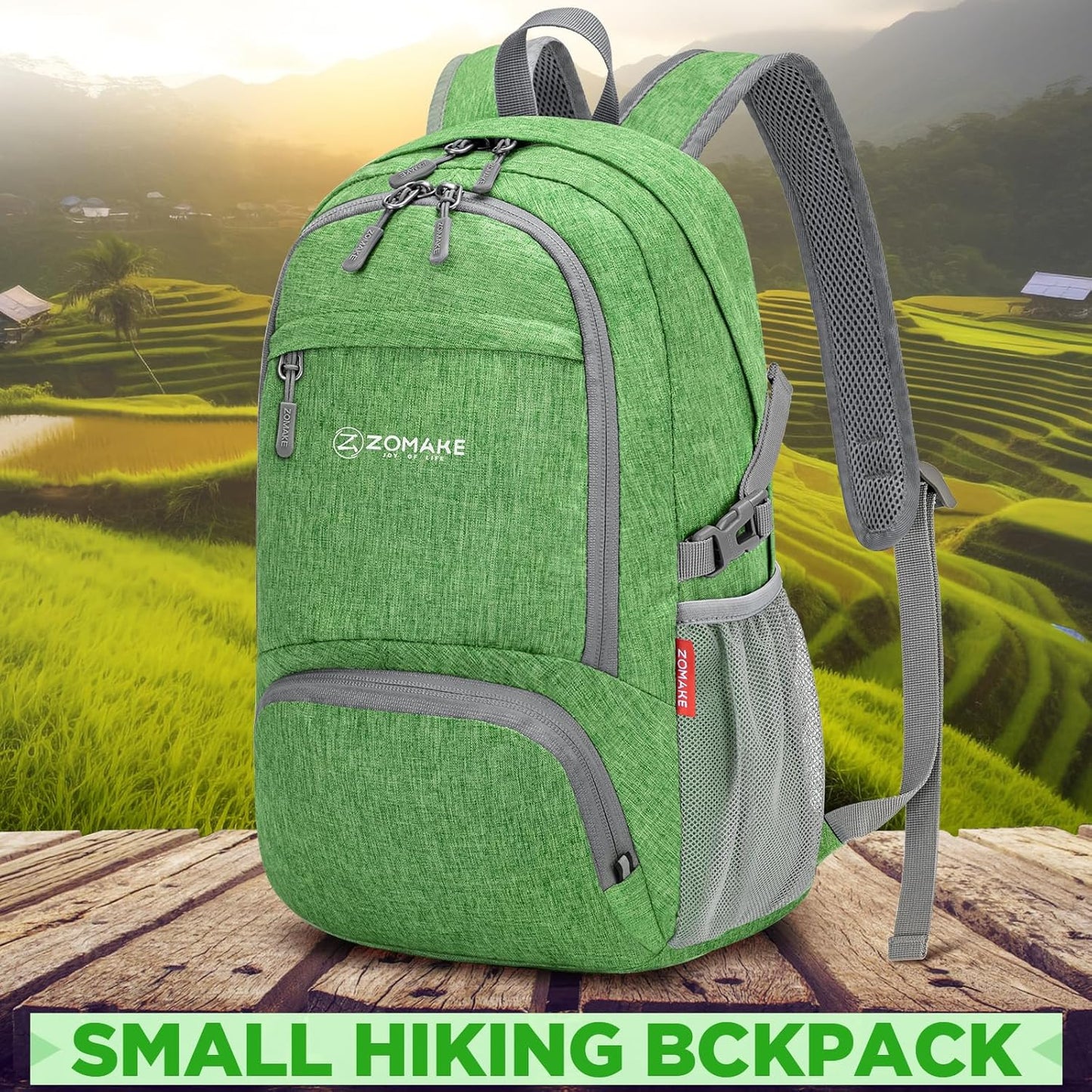 ZOMAKE Ultra Lightweight Packable Backpack 25L,Small Foldable Backpacks Hiking Water Resistant Collapsible Daypack for Women Men(Dark Green-A3)