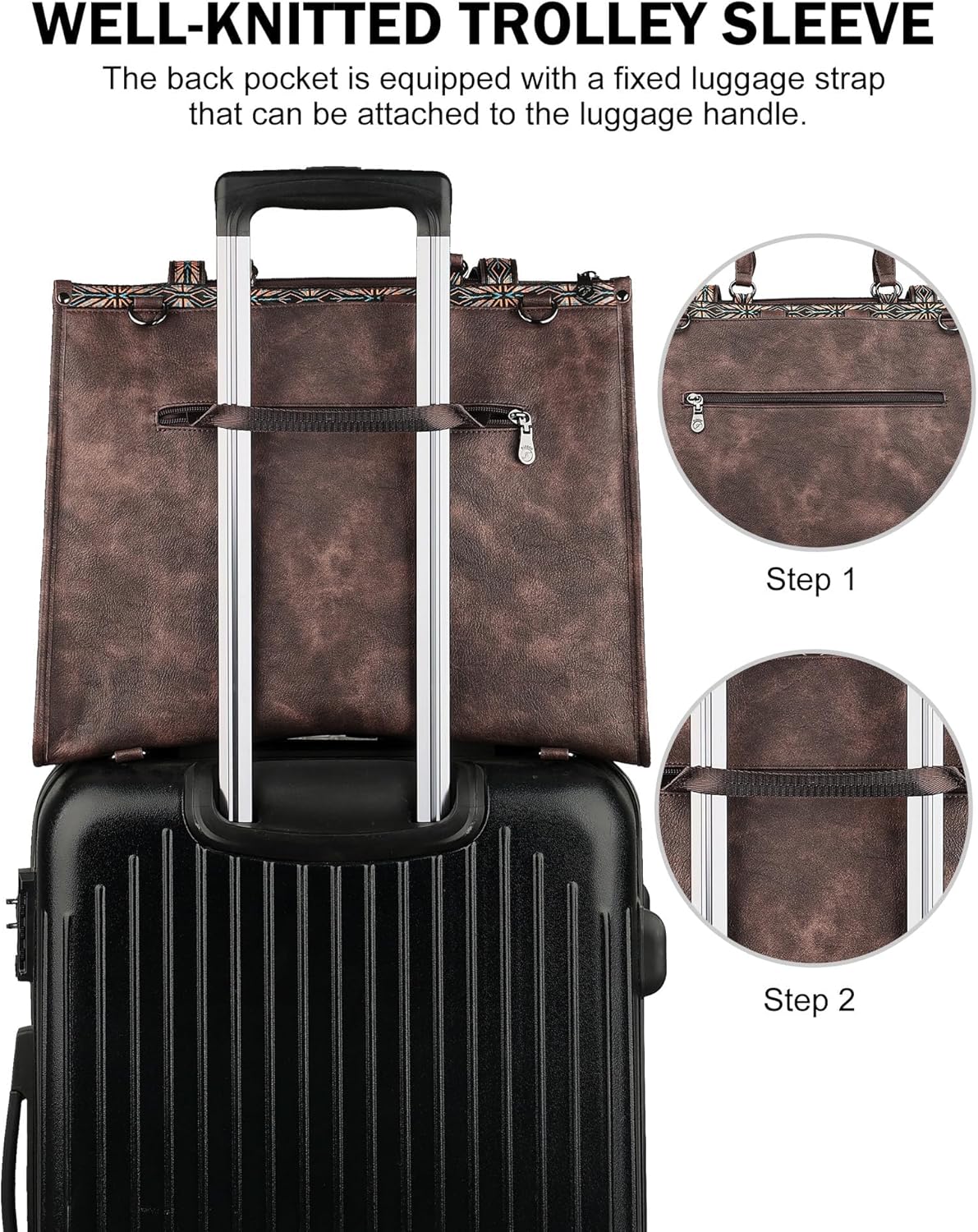 FADEON Laptop Bag for Women Designer PU Leather Large Tote Bags Backpack Purses with 15.6 Laptop Compartment Shoulder Handbag