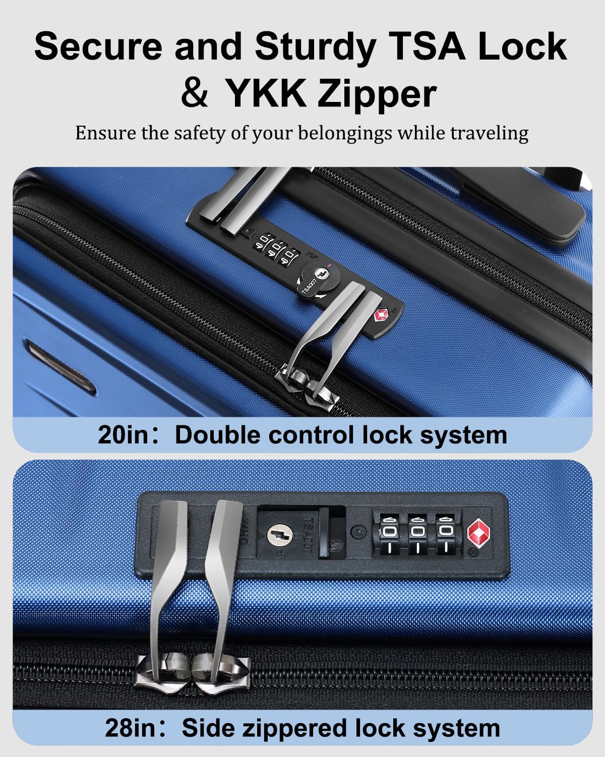 Luggage Sets 2 Pieces, 20 Inch Carry On Luggage and Expandable 28 Inch Checked Luggage with Spinner