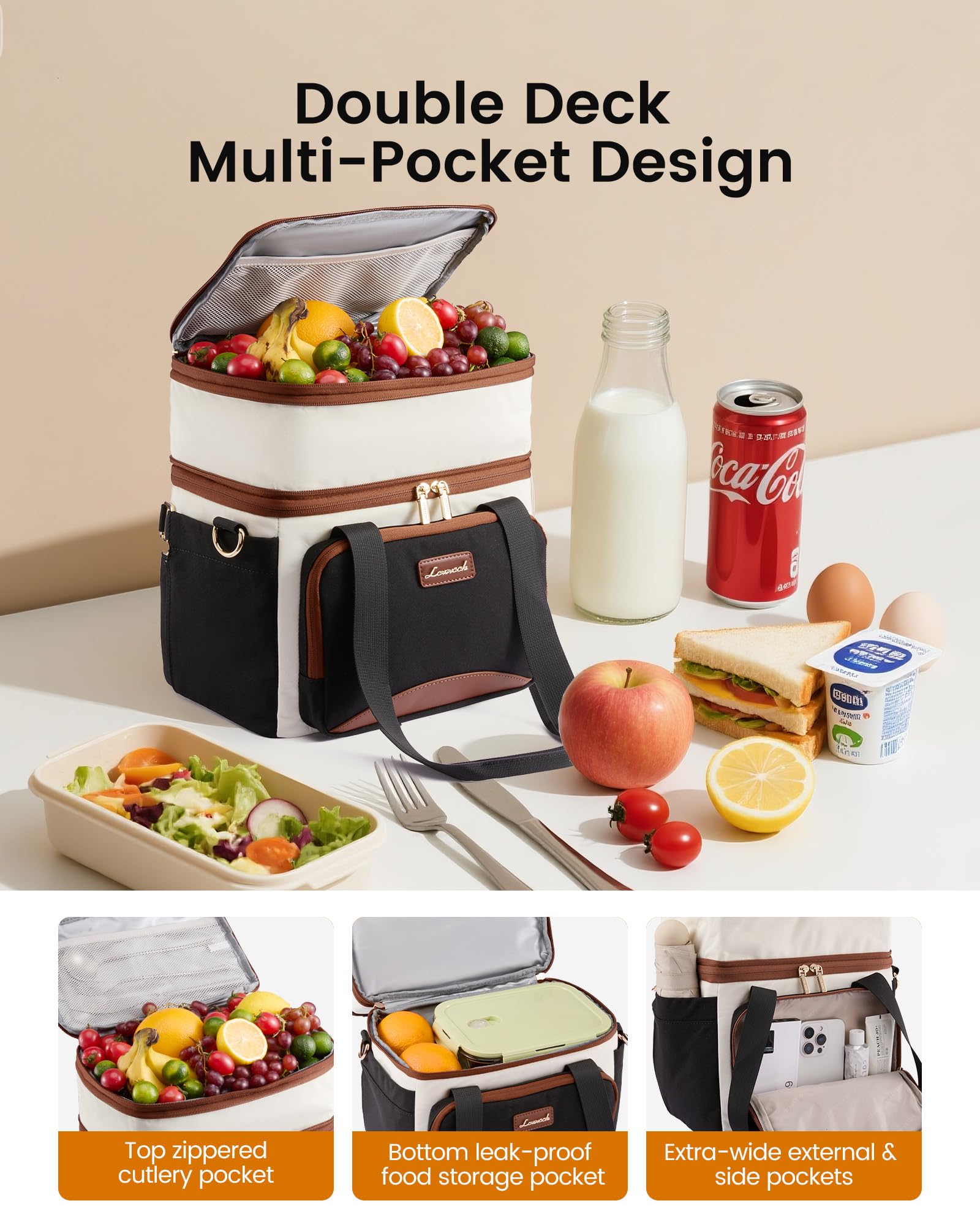 LOVEVOOK Insulated Lunch Box for Women,Large Adult Lunch Cooler Bag Men