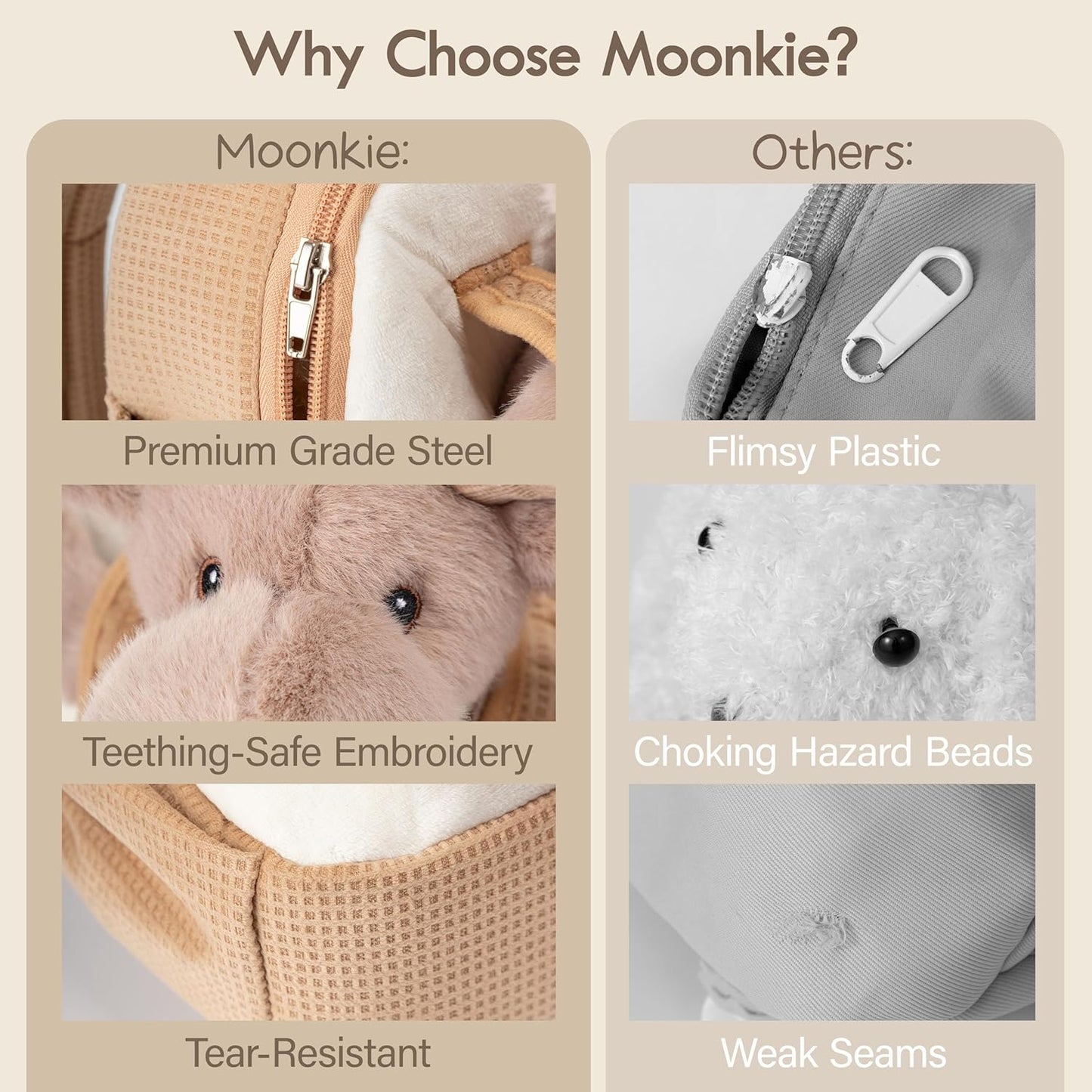 Moonkie Hug & Go™ Reindeer Toddler Backpack – Soft Plush Bag with Take-Along Toy for Kids Aged 2–4 | Ideal for Daycare | Travel & Birthday Gifts