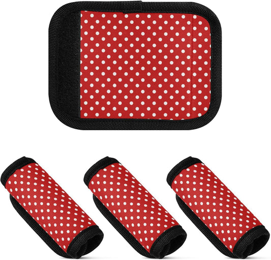4Pcs Luggage Handle Wrap Suitcase Identifier Handle Covers Tags Soft Travel Bags Luggage Handle Gripper Accessories for Airplane Flying Red Polka Dots